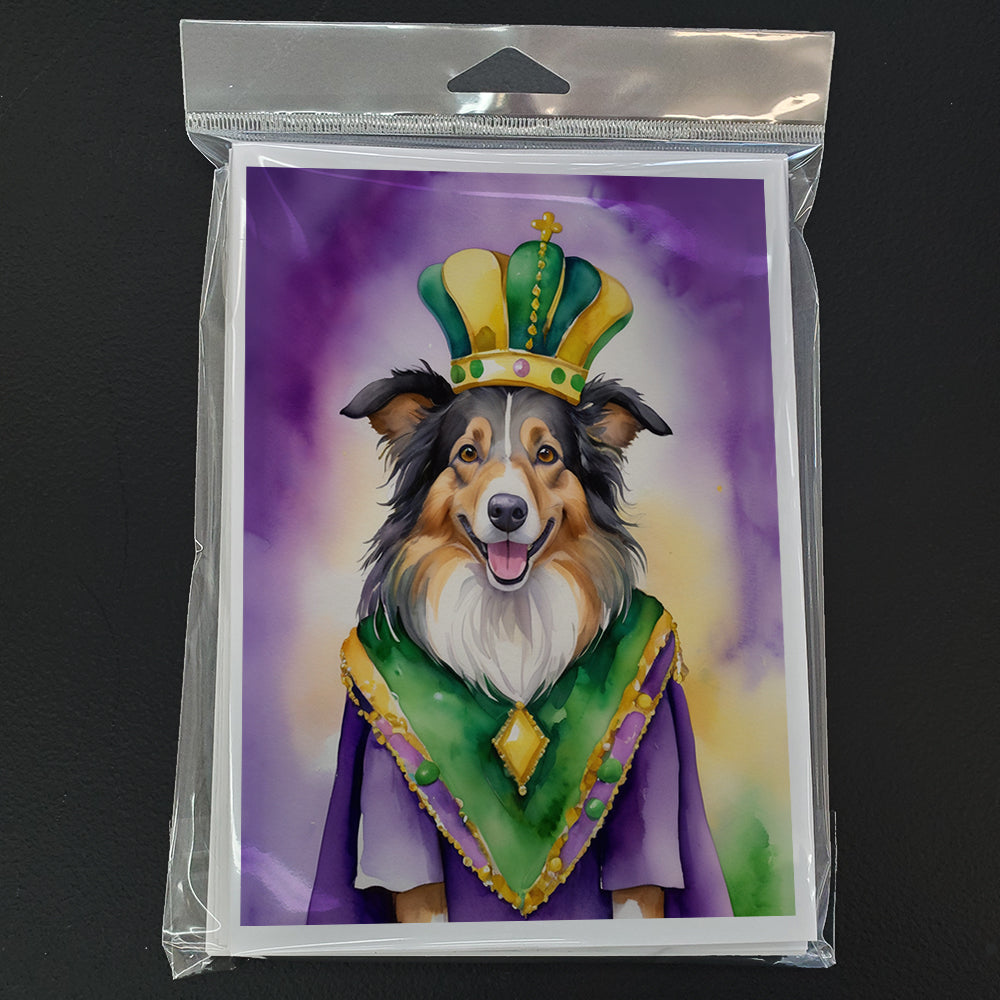 Collie King of Mardi Gras Greeting Cards Pack of 8