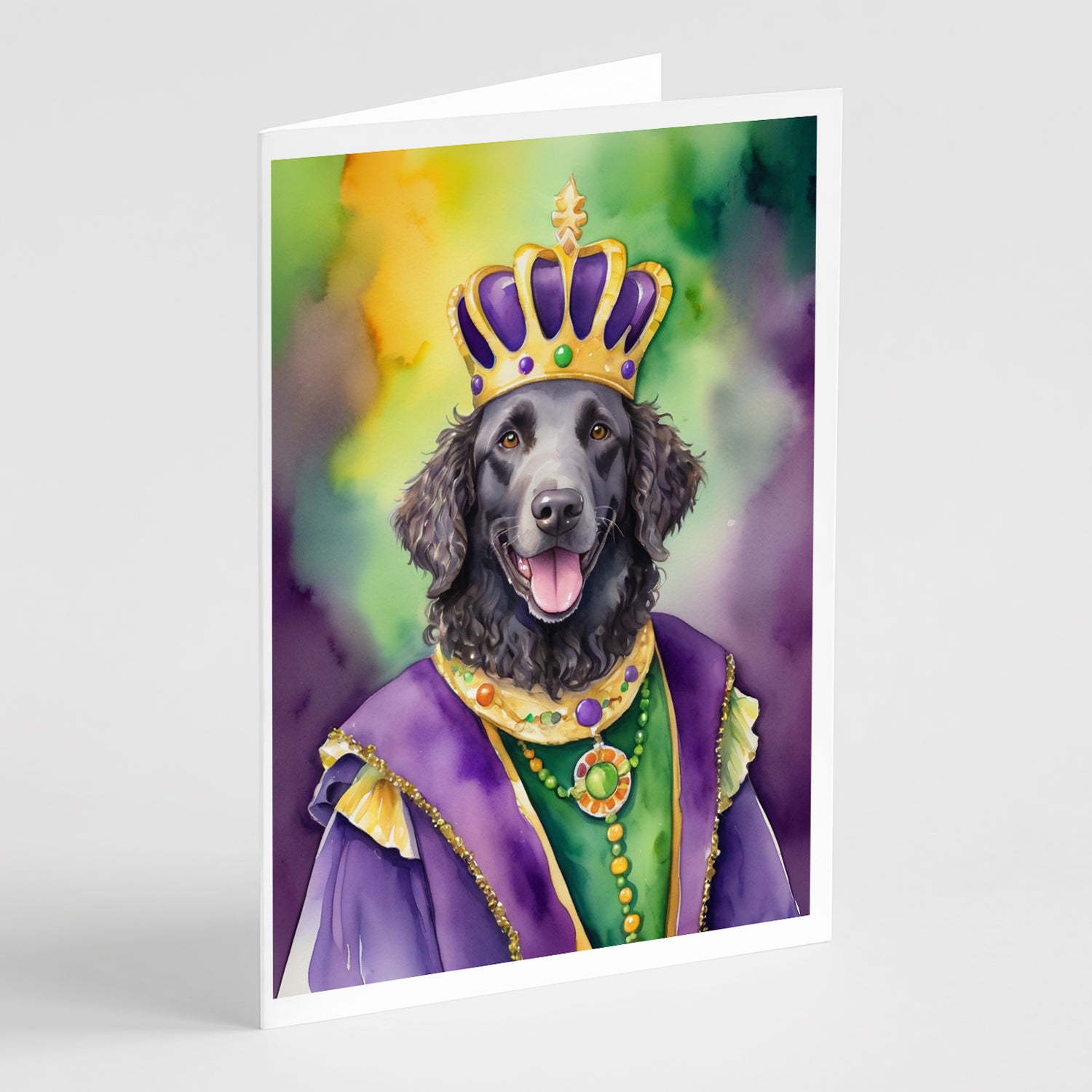 Buy this Curly-Coated Retriever King of Mardi Gras Greeting Cards Pack of 8