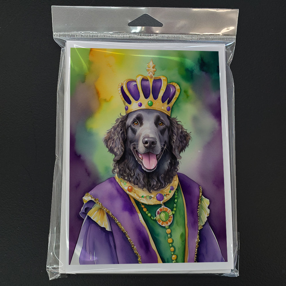 Curly-Coated Retriever King of Mardi Gras Greeting Cards Pack of 8