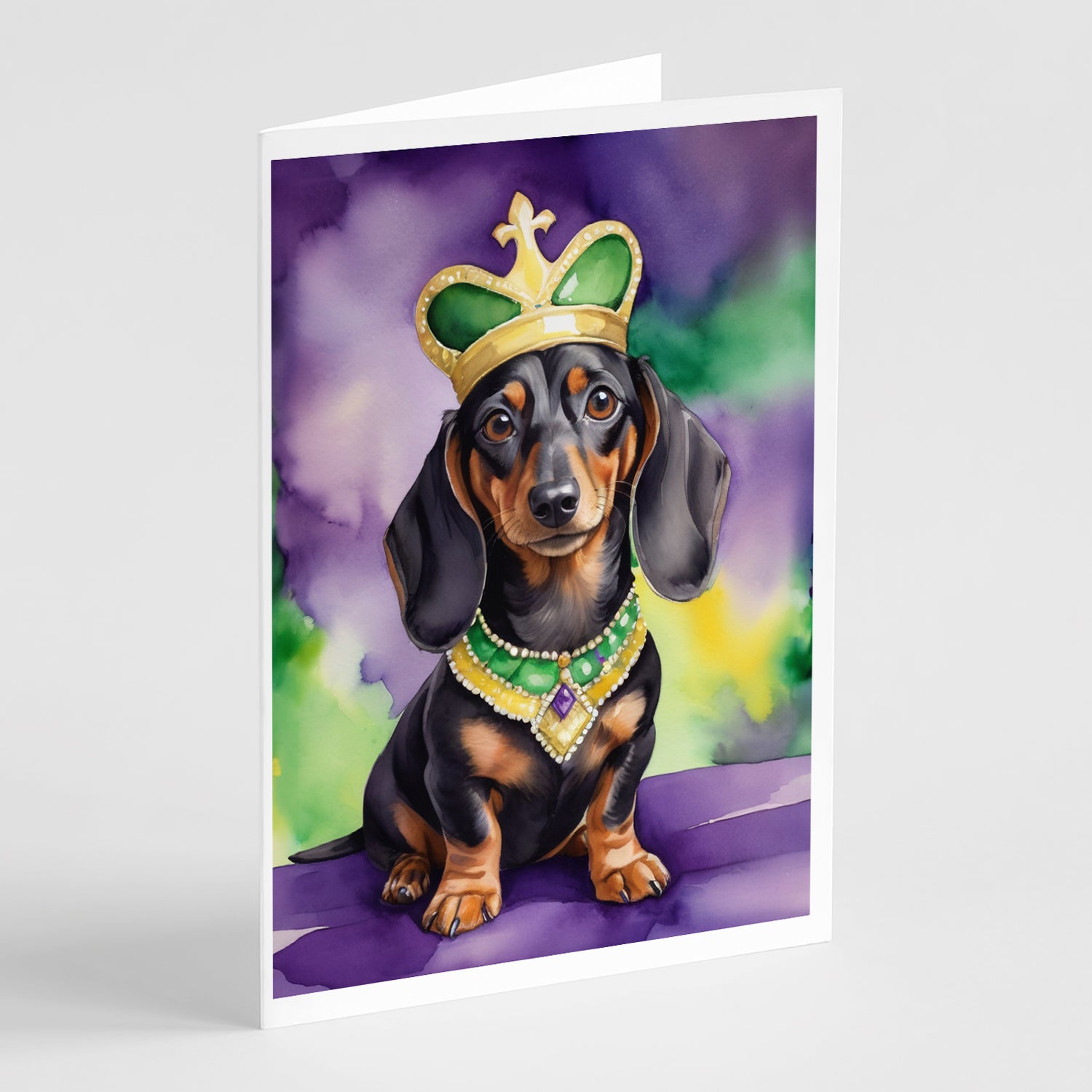 Buy this Dachshund King of Mardi Gras Greeting Cards Pack of 8
