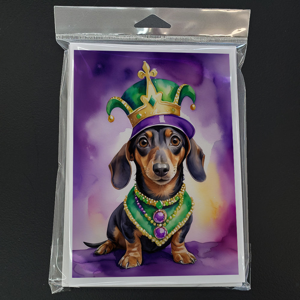 Dachshund King of Mardi Gras Greeting Cards Pack of 8