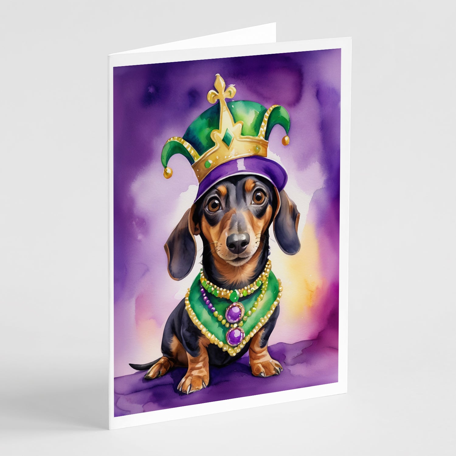 Buy this Dachshund King of Mardi Gras Greeting Cards Pack of 8