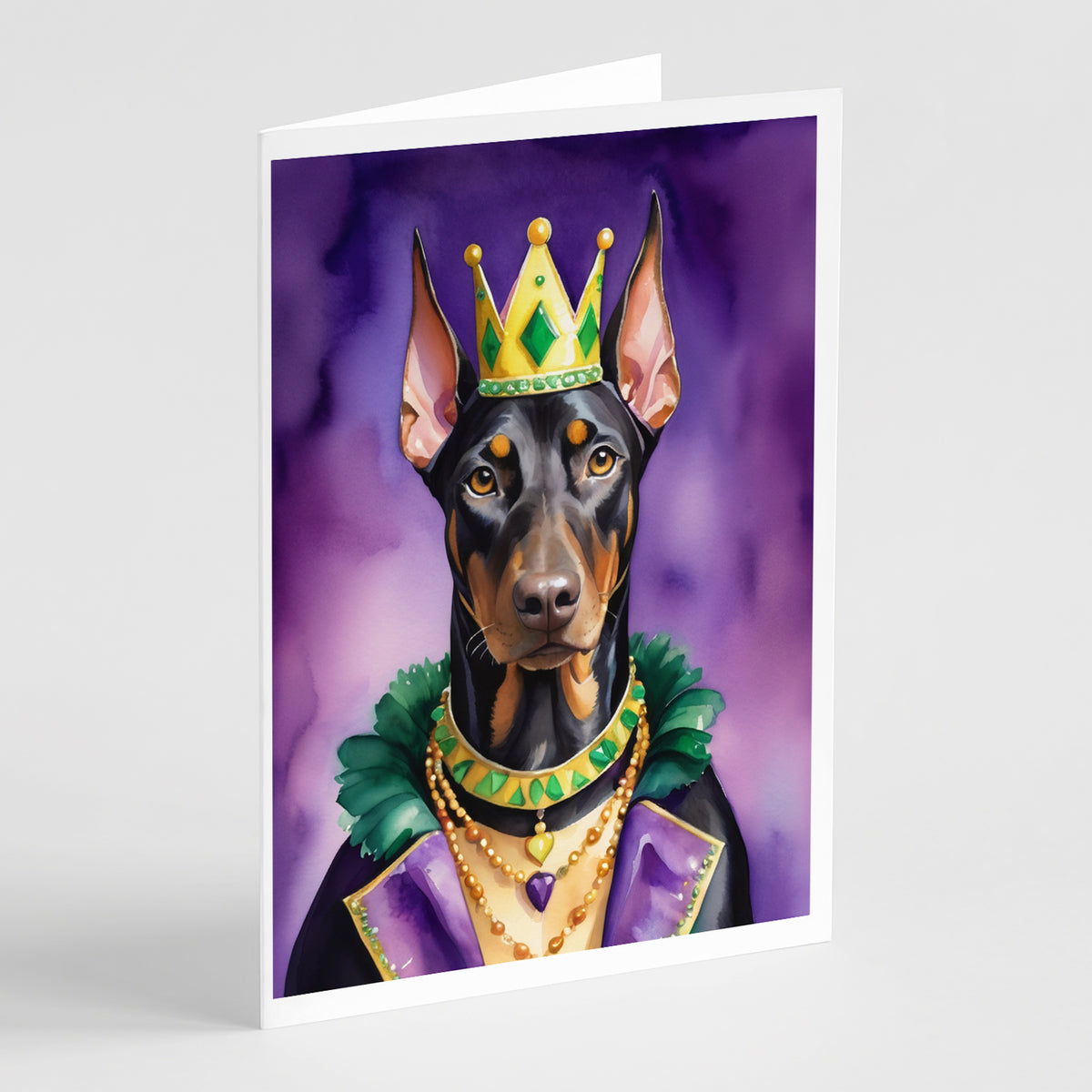 Buy this Doberman Pinscher King of Mardi Gras Greeting Cards Pack of 8