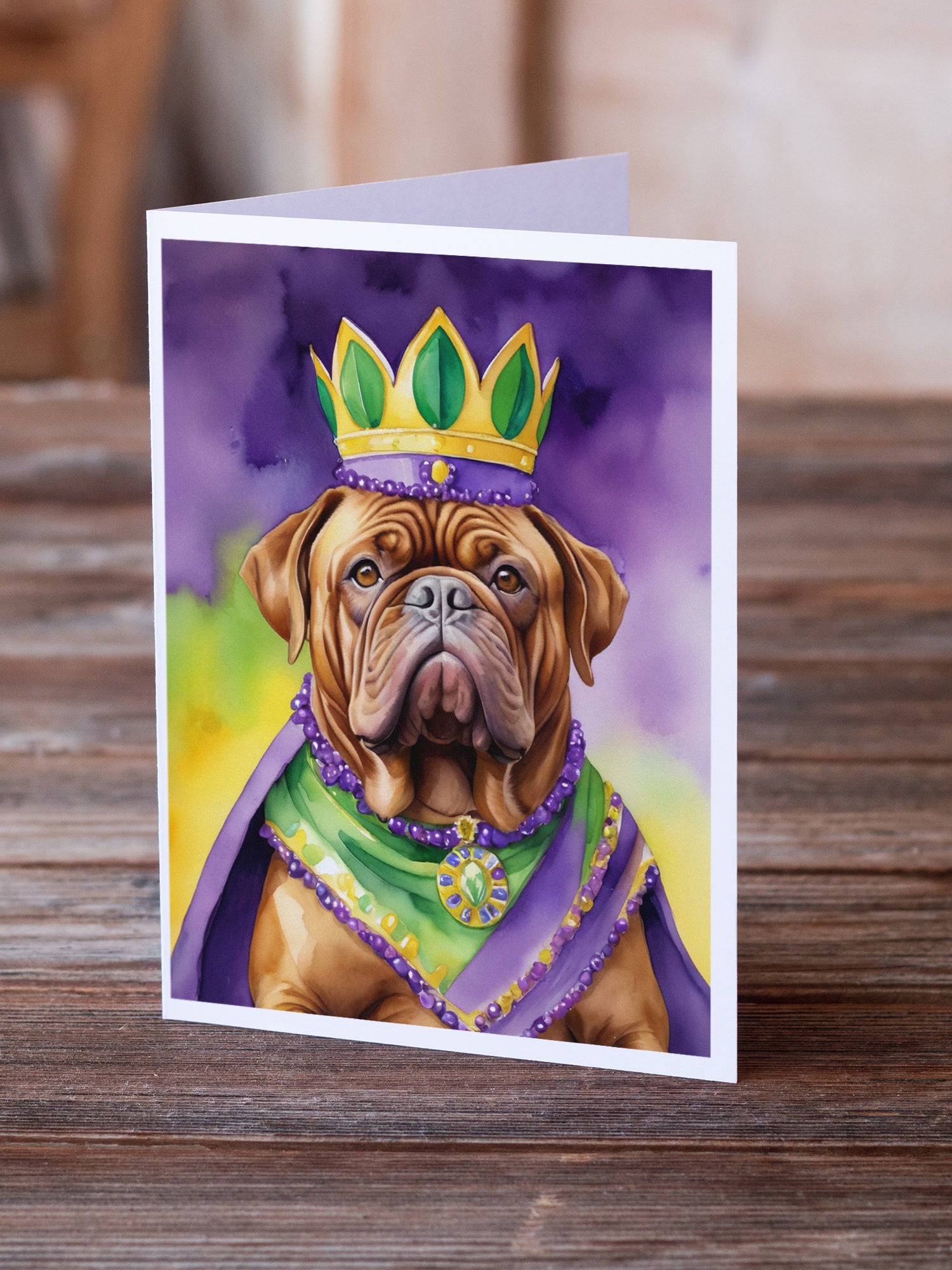 Buy this Dogue de Bordeaux King of Mardi Gras Greeting Cards Pack of 8
