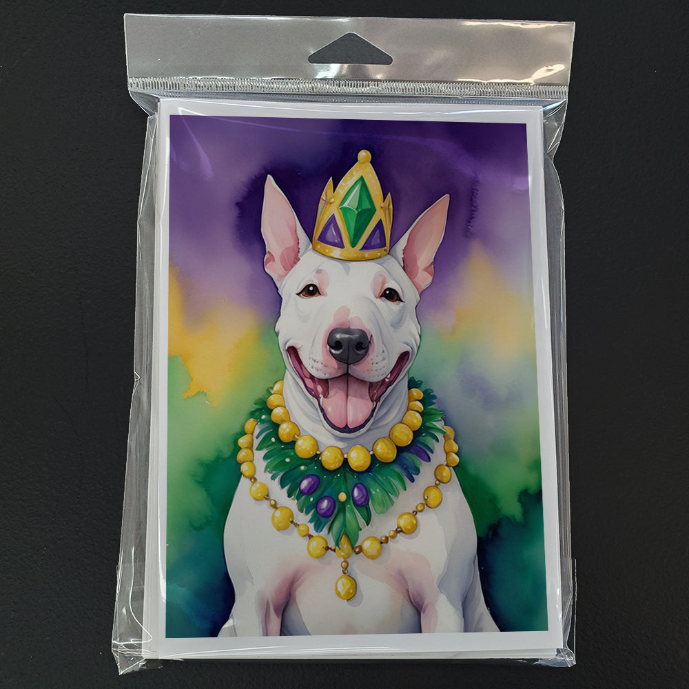 English Bull Terrier King of Mardi Gras Greeting Cards Pack of 8