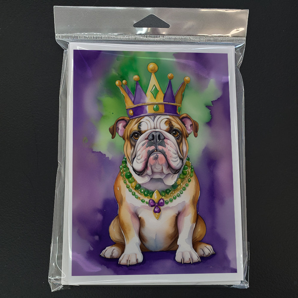 English Bulldog King of Mardi Gras Greeting Cards Pack of 8