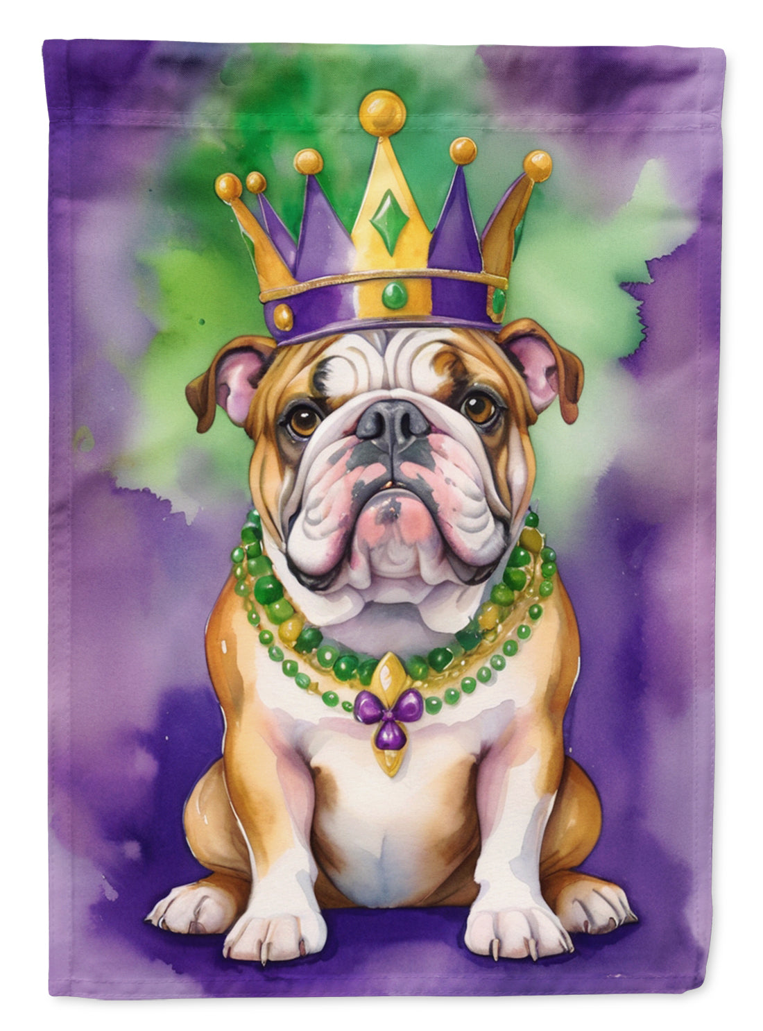 Buy this English Bulldog King of Mardi Gras Garden Flag