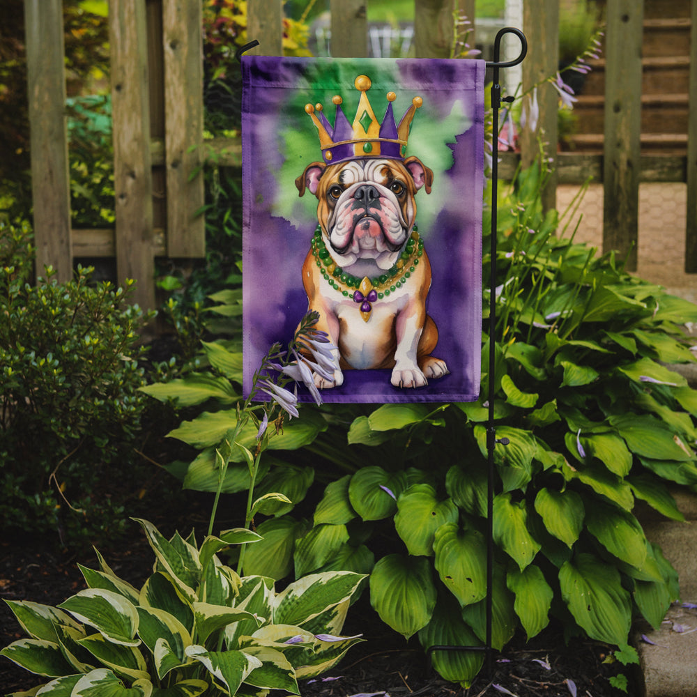 English Bulldog King of Mardi Gras Garden Flag