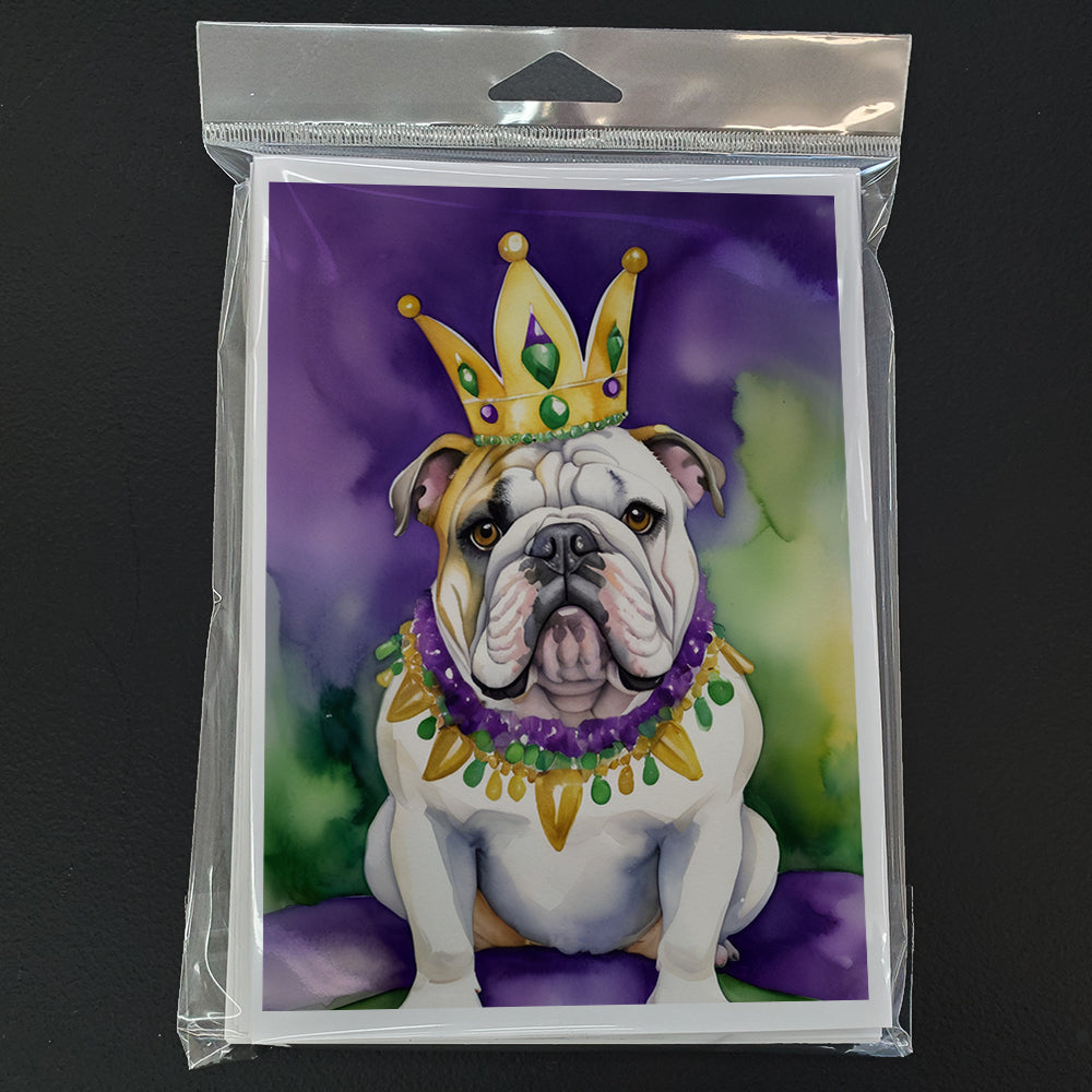 English Bulldog King of Mardi Gras Greeting Cards Pack of 8