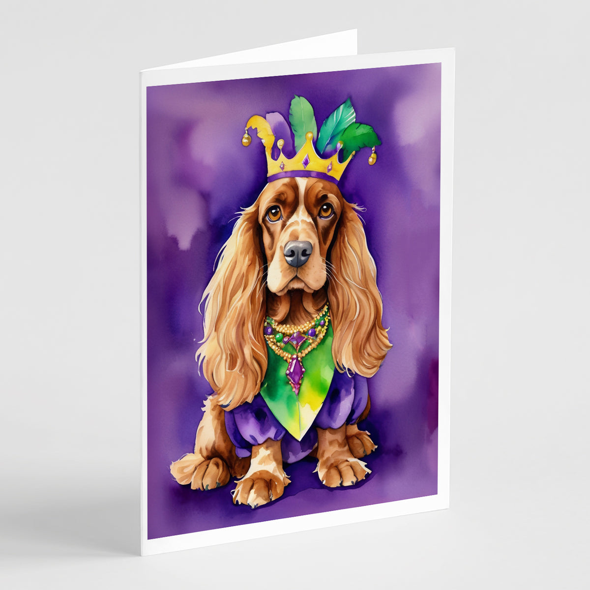 Buy this English Cocker Spaniel King of Mardi Gras Greeting Cards Pack of 8