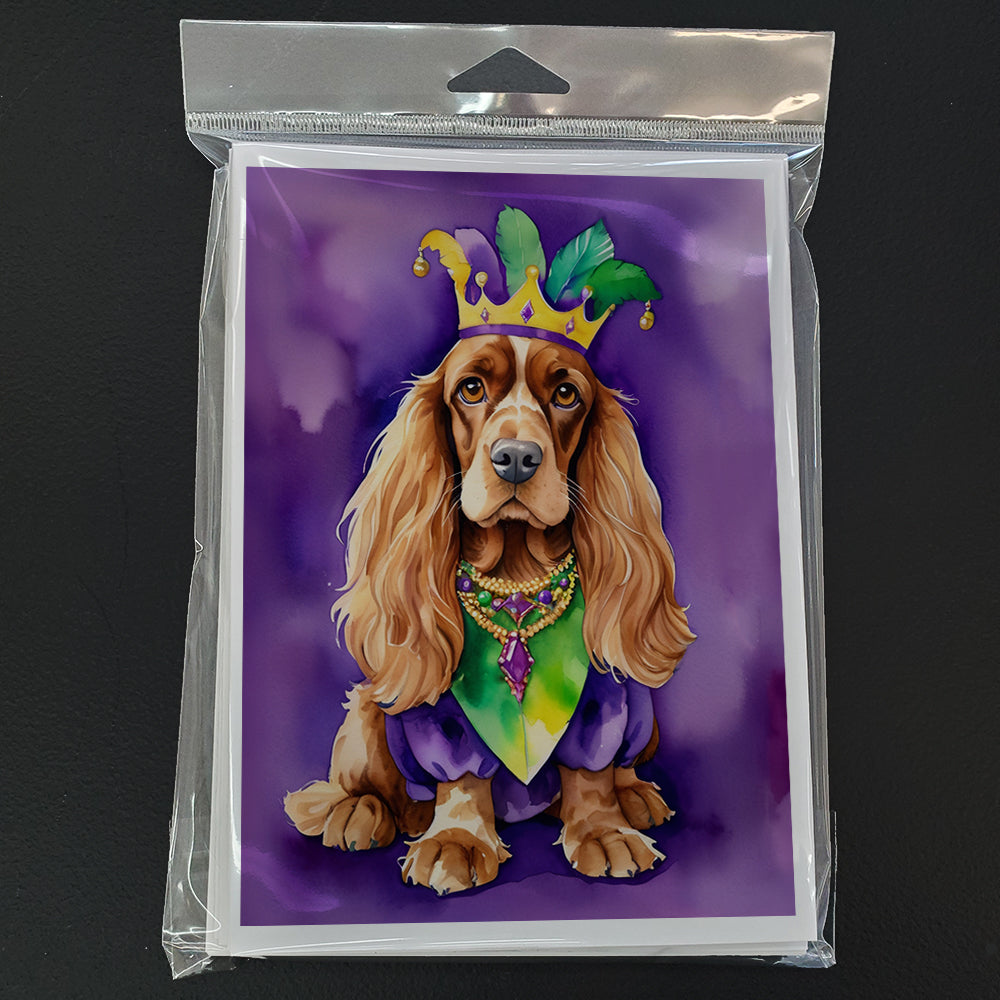 English Cocker Spaniel King of Mardi Gras Greeting Cards Pack of 8
