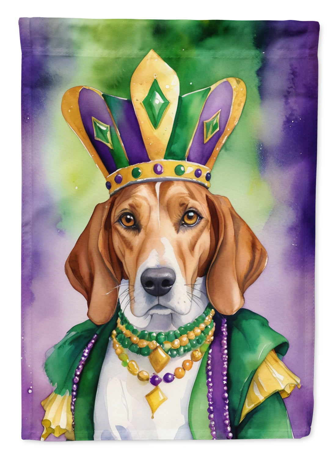 Buy this English Foxhound King of Mardi Gras House Flag