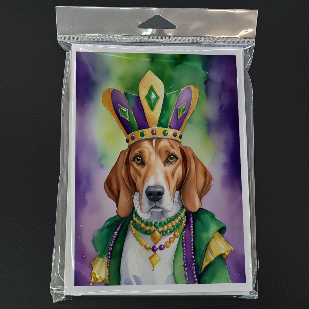 English Foxhound King of Mardi Gras Greeting Cards Pack of 8