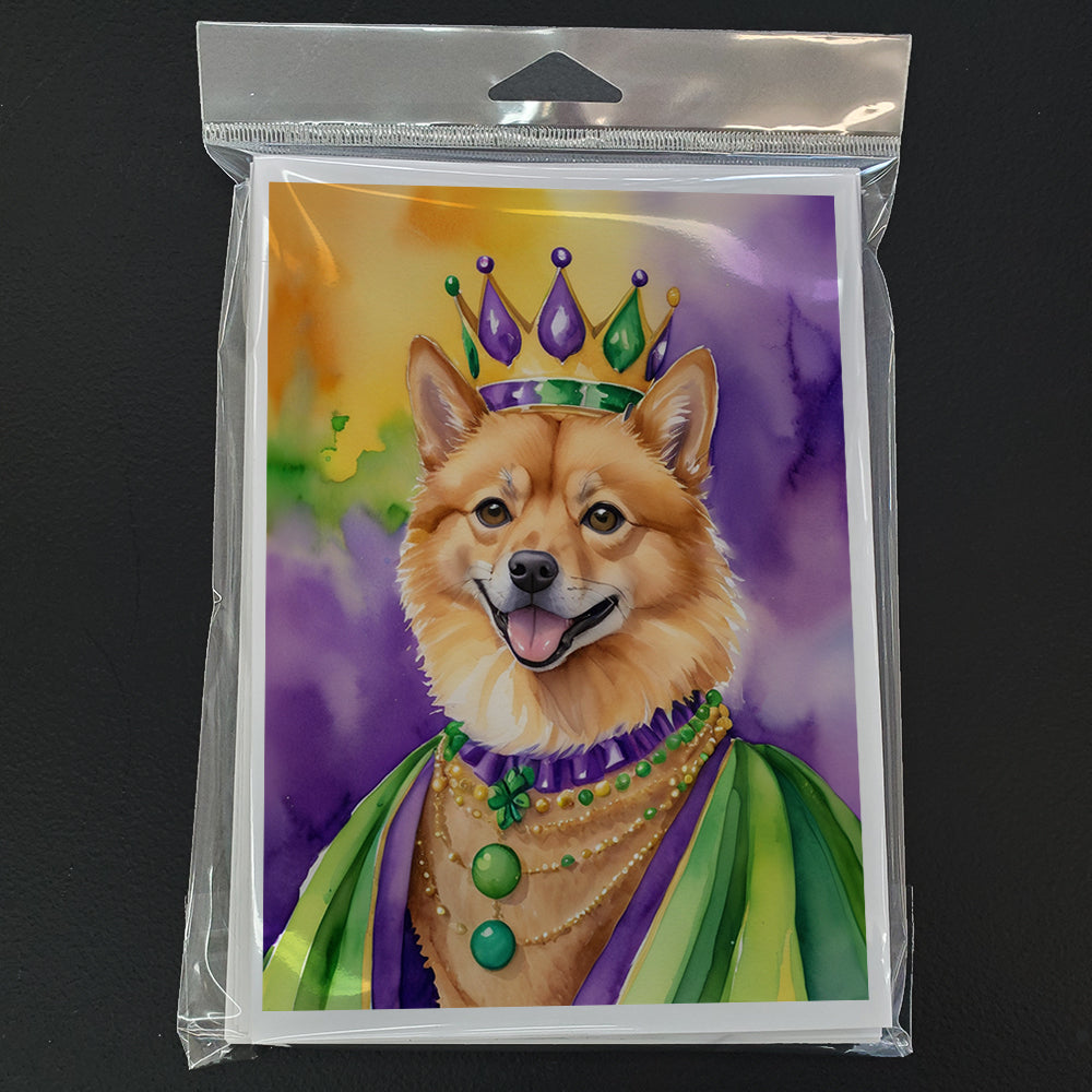Finnish Spitz King of Mardi Gras Greeting Cards Pack of 8