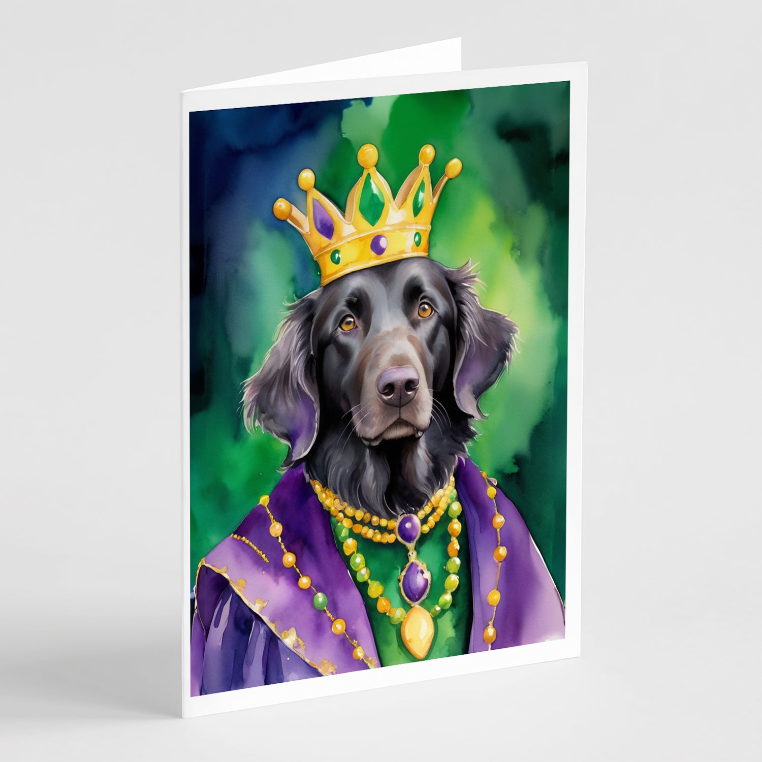 Buy this Flat-Coated Retriever King of Mardi Gras Greeting Cards Pack of 8