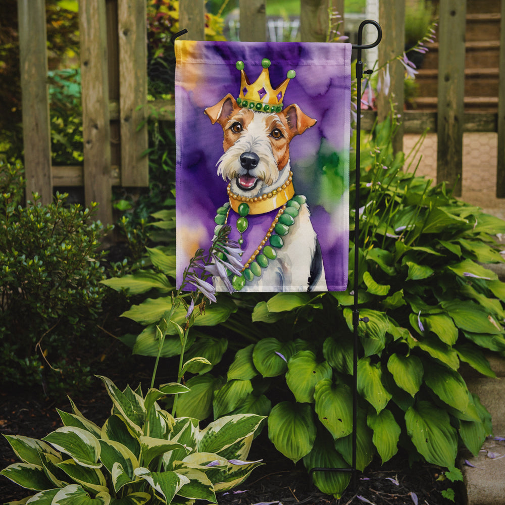 Fox Terrier King of Mardi Gras Garden Flag