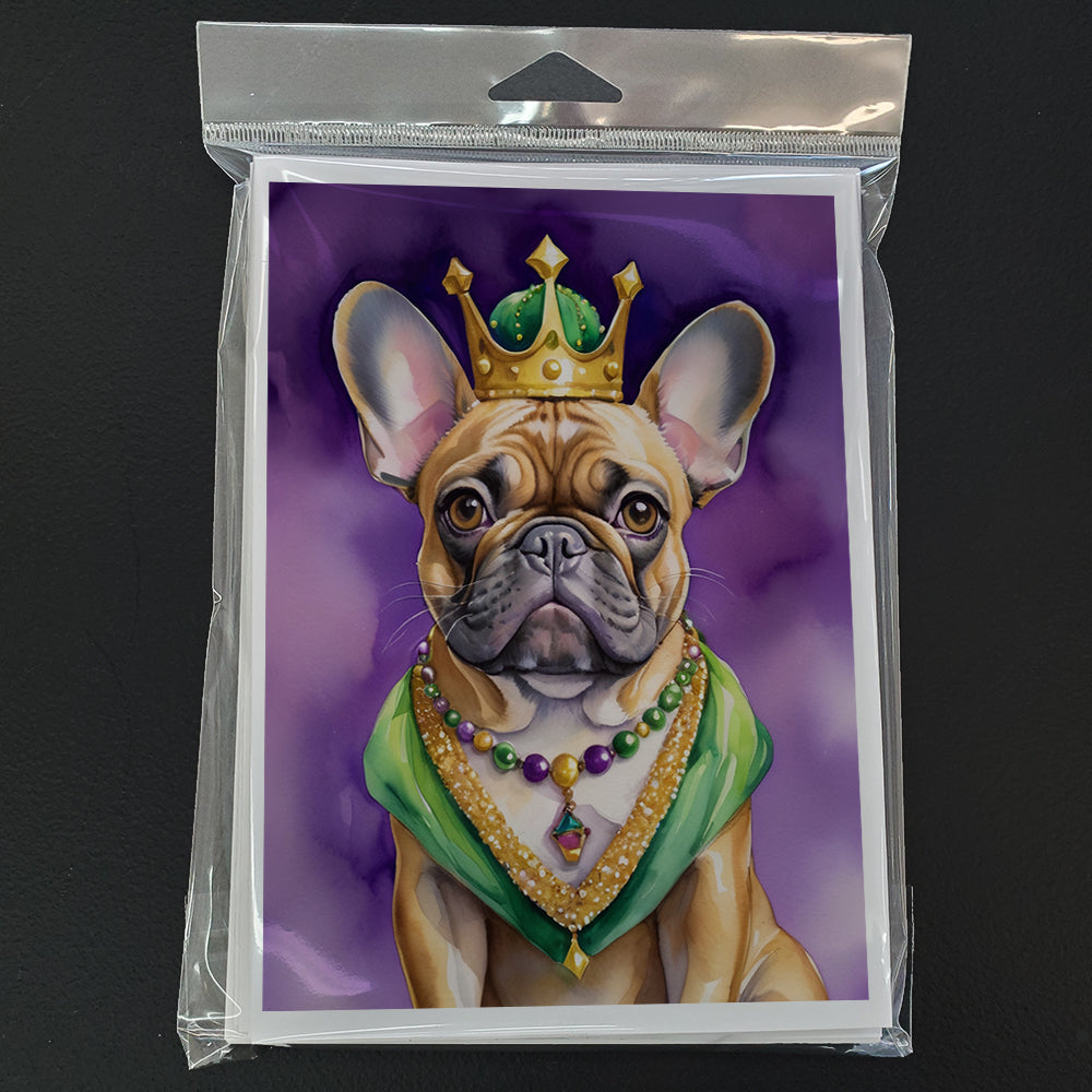 French Bulldog King of Mardi Gras Greeting Cards Pack of 8