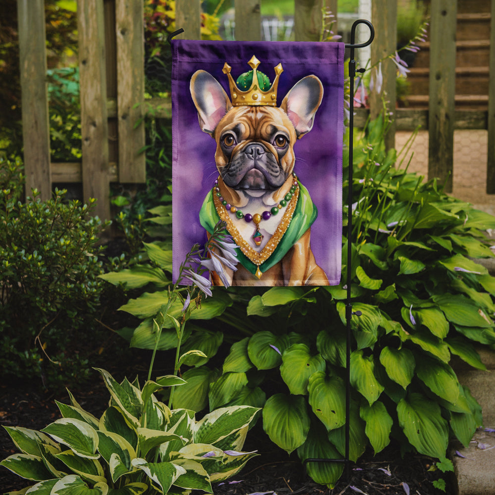 French Bulldog King of Mardi Gras Garden Flag