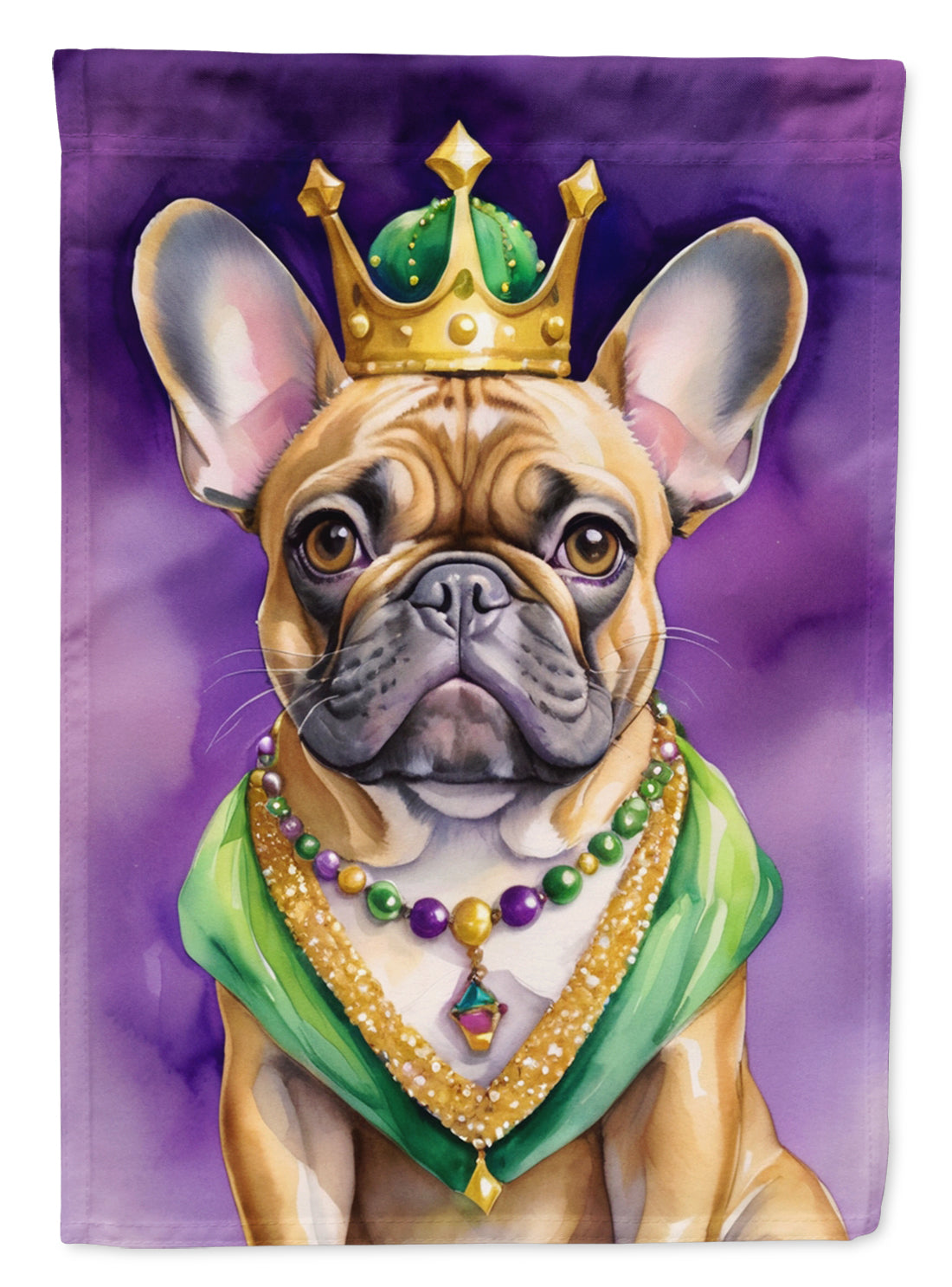 Buy this French Bulldog King of Mardi Gras Garden Flag