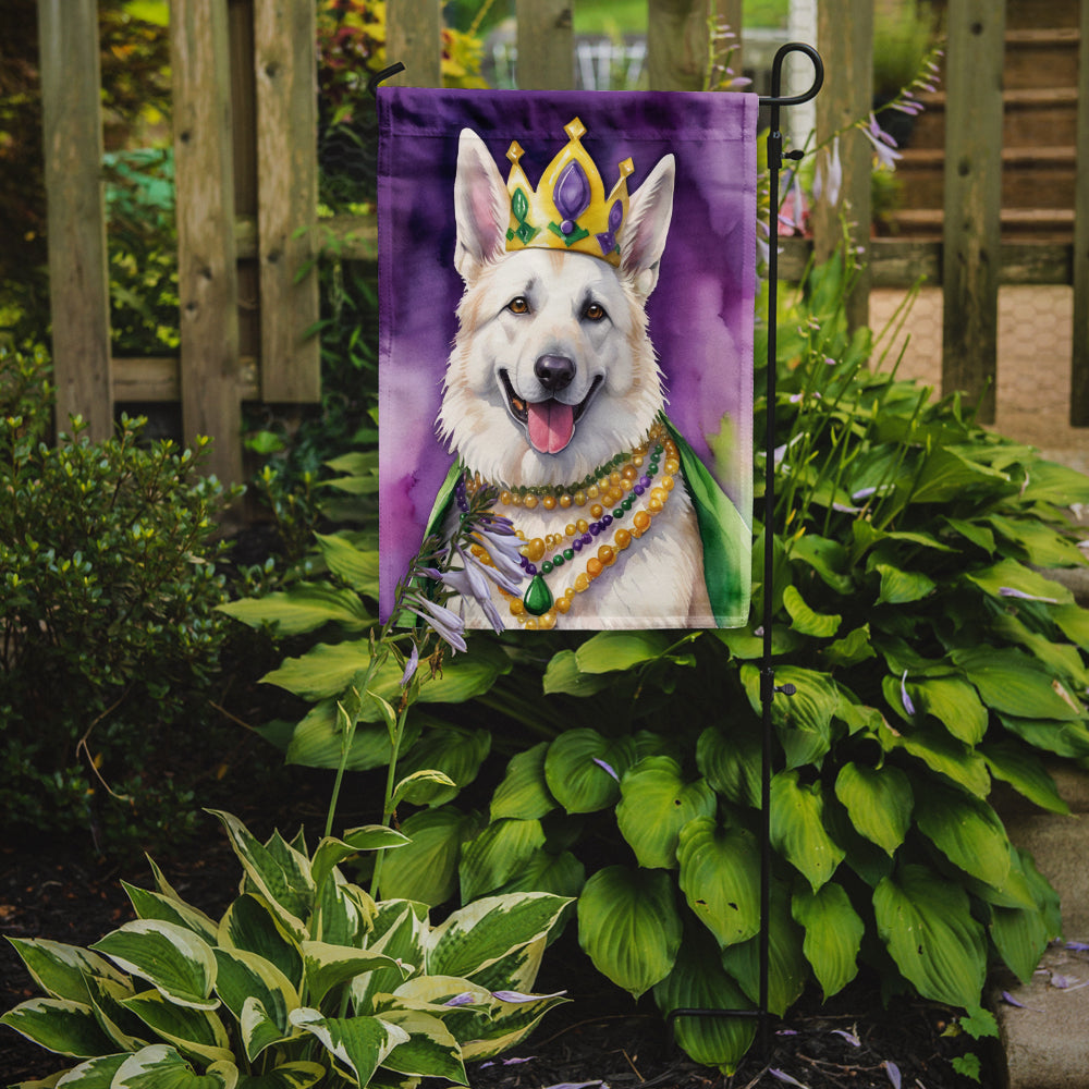 Buy this White German Shepherd King of Mardi Gras Garden Flag
