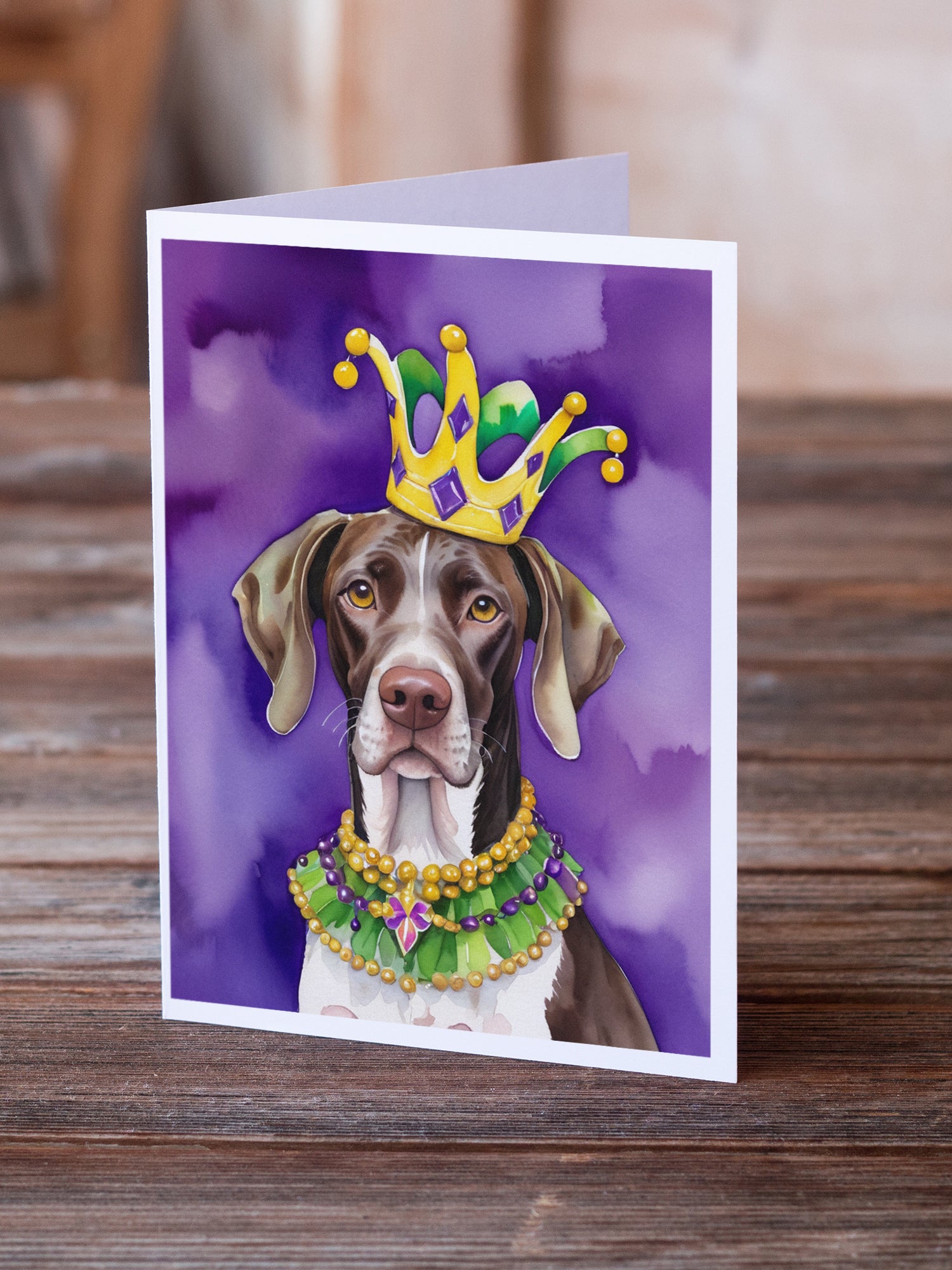 German Shorthaired Pointer King of Mardi Gras Greeting Cards Pack of 8