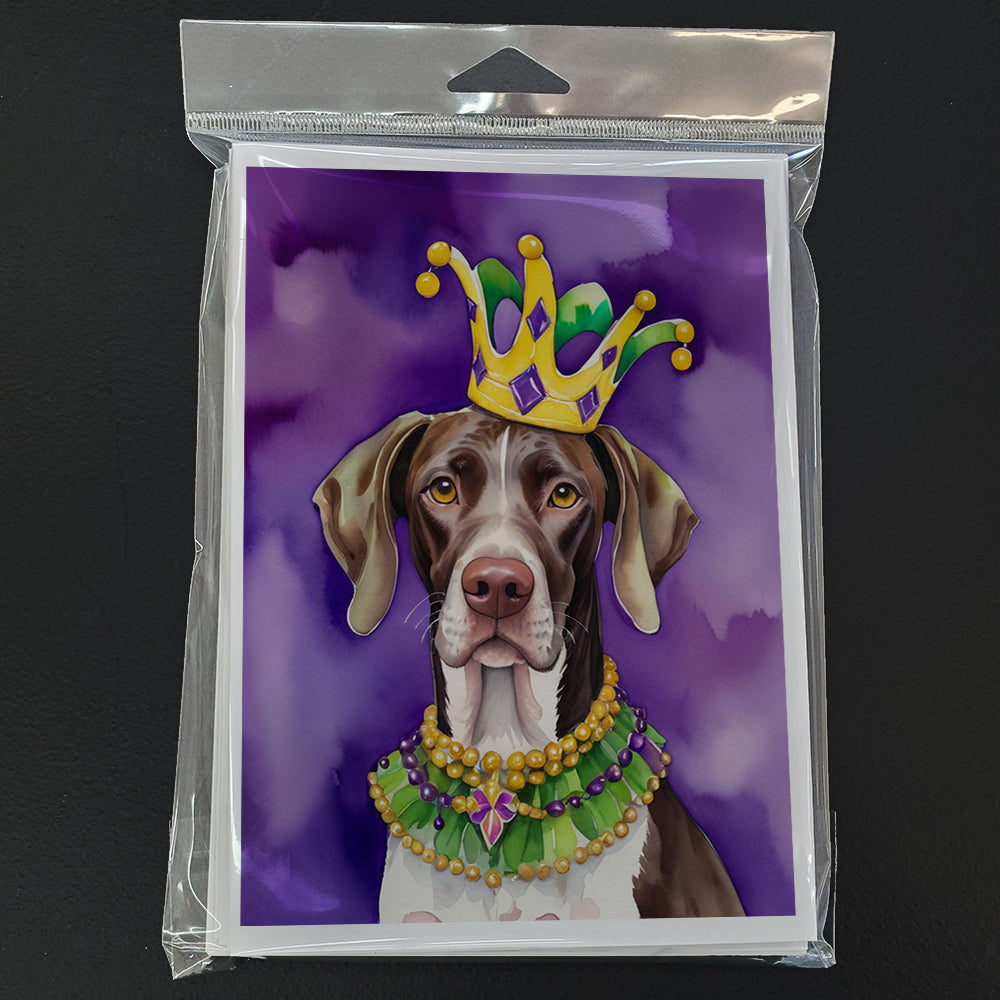 German Shorthaired Pointer King of Mardi Gras Greeting Cards Pack of 8
