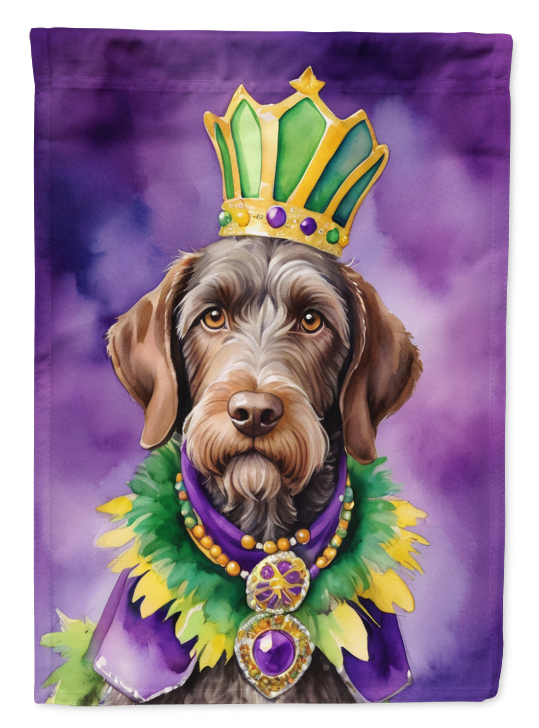 Buy this German Wirehaired Pointer King of Mardi Gras House Flag