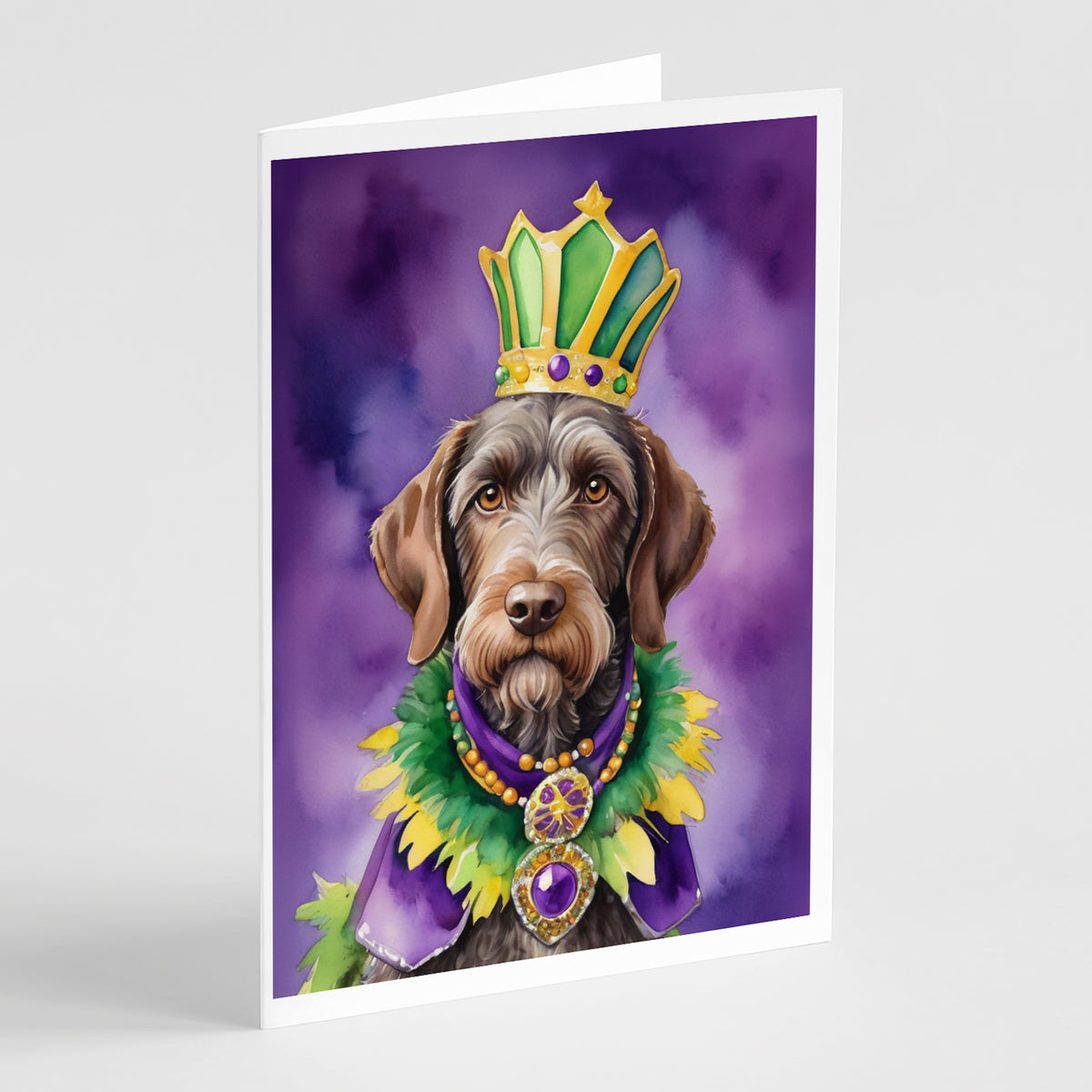 Buy this German Wirehaired Pointer King of Mardi Gras Greeting Cards Pack of 8