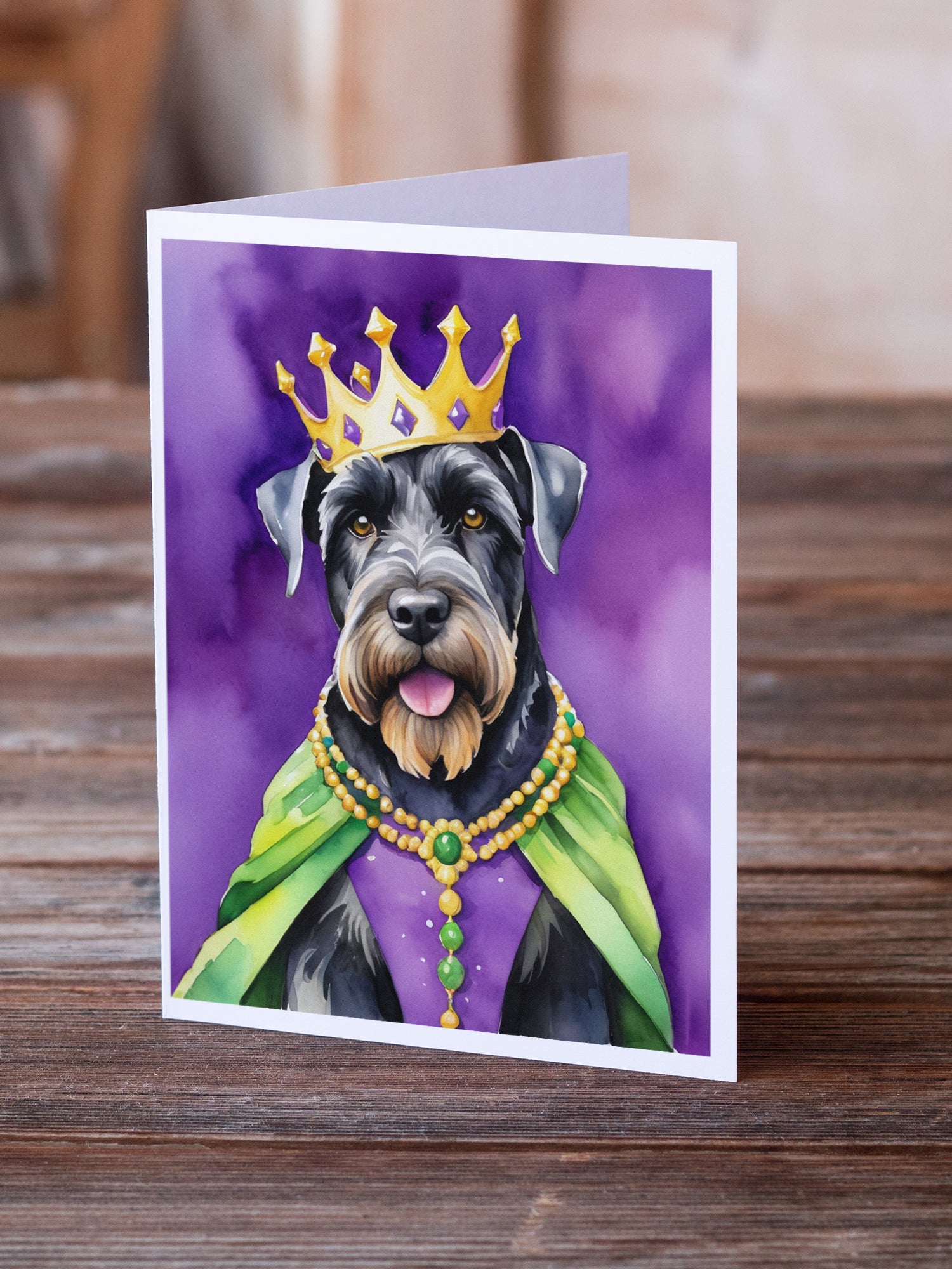 Buy this Giant Schnauzer King of Mardi Gras Greeting Cards Pack of 8