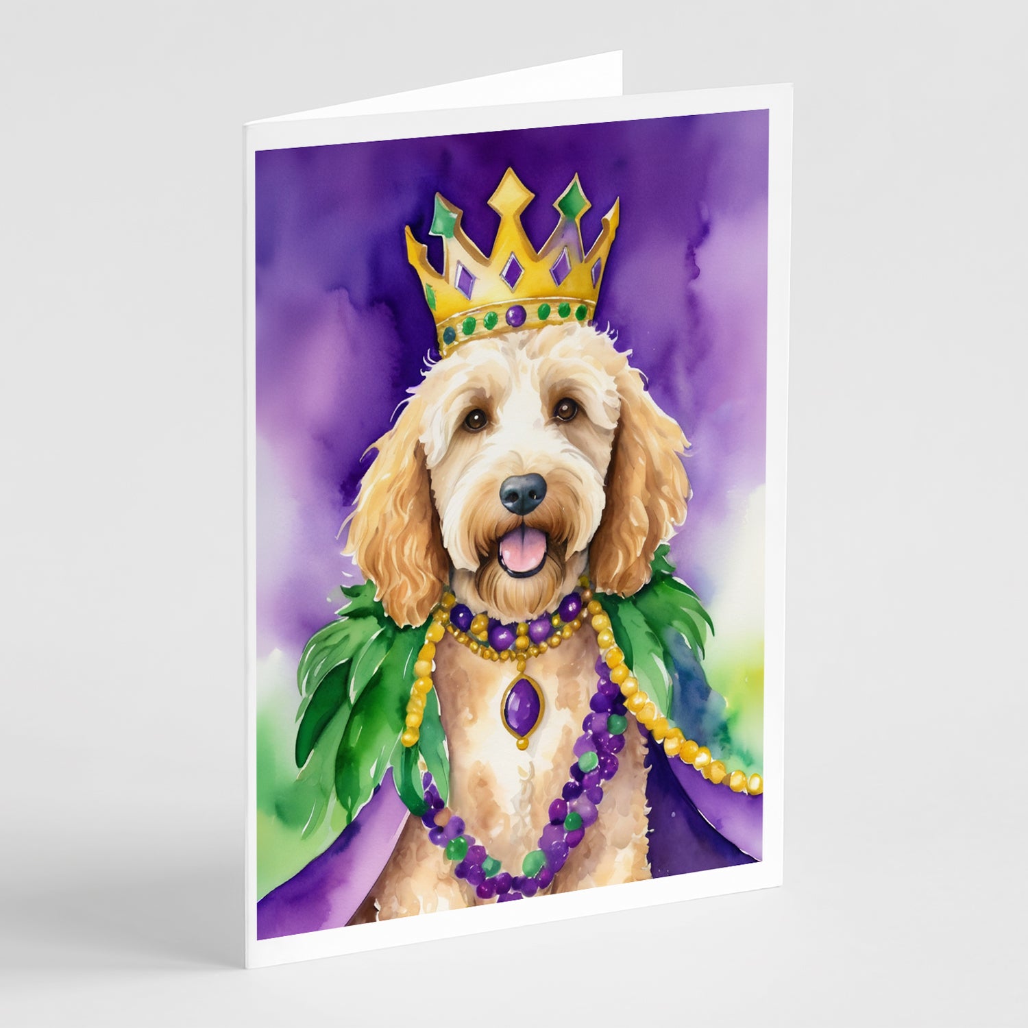 Buy this Goldendoodle King of Mardi Gras Greeting Cards Pack of 8