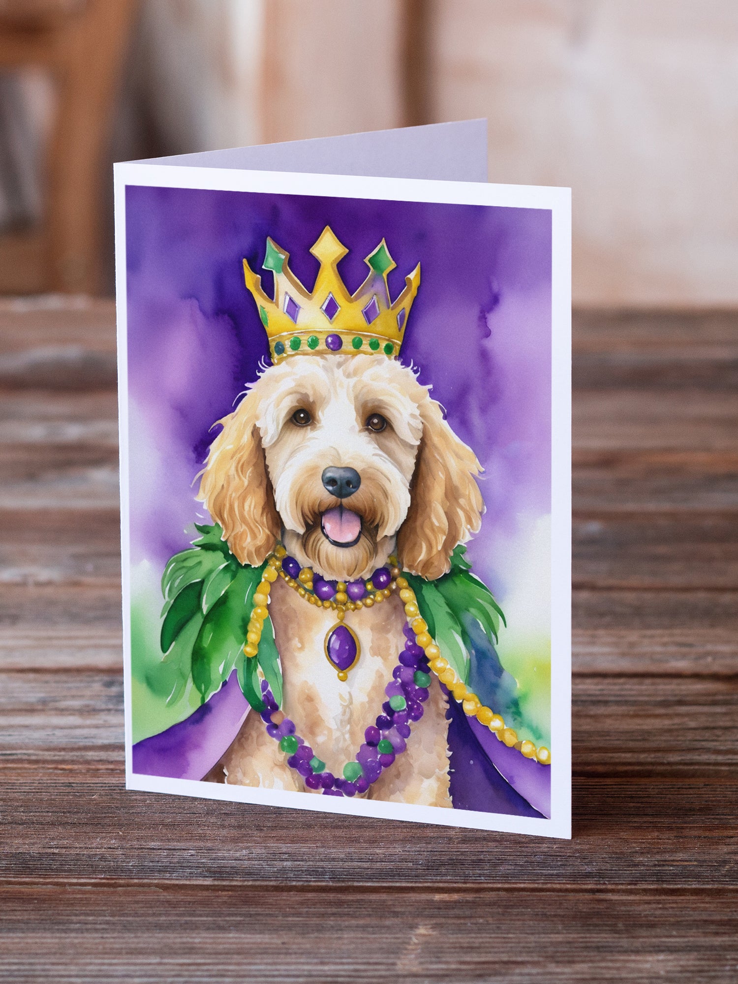 Buy this Goldendoodle King of Mardi Gras Greeting Cards Pack of 8
