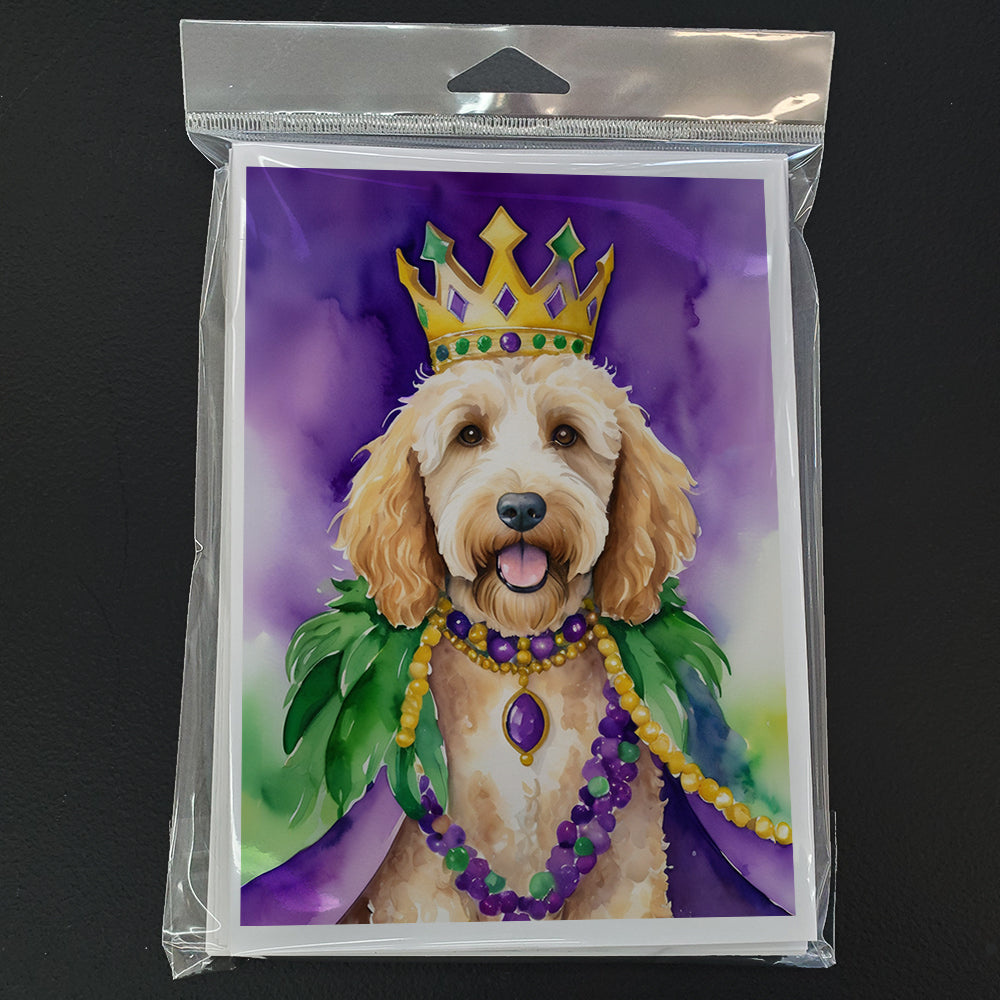 Goldendoodle King of Mardi Gras Greeting Cards Pack of 8
