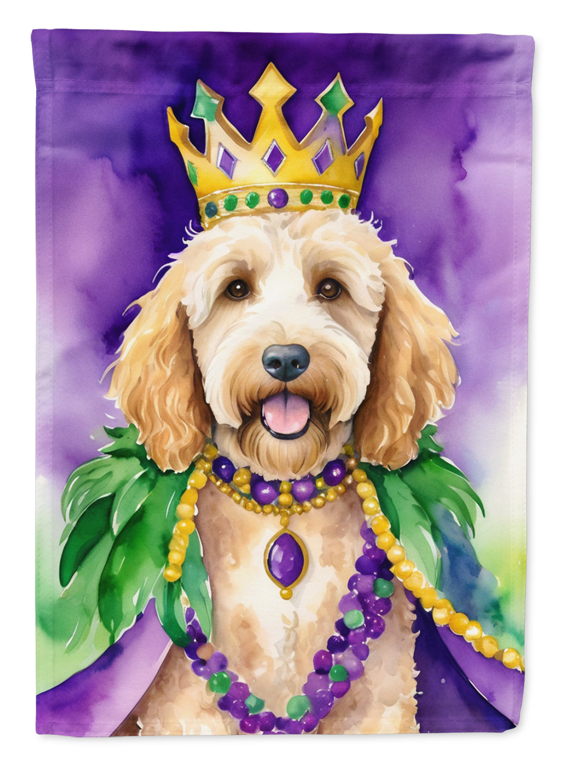 Buy this Goldendoodle King of Mardi Gras Garden Flag
