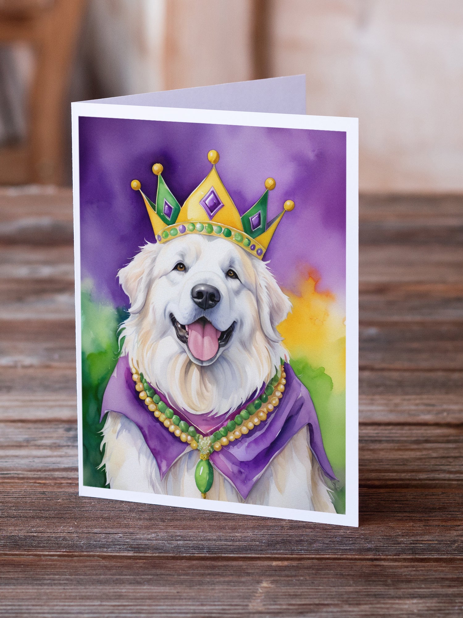 Great Pyrenees King of Mardi Gras Greeting Cards Pack of 8