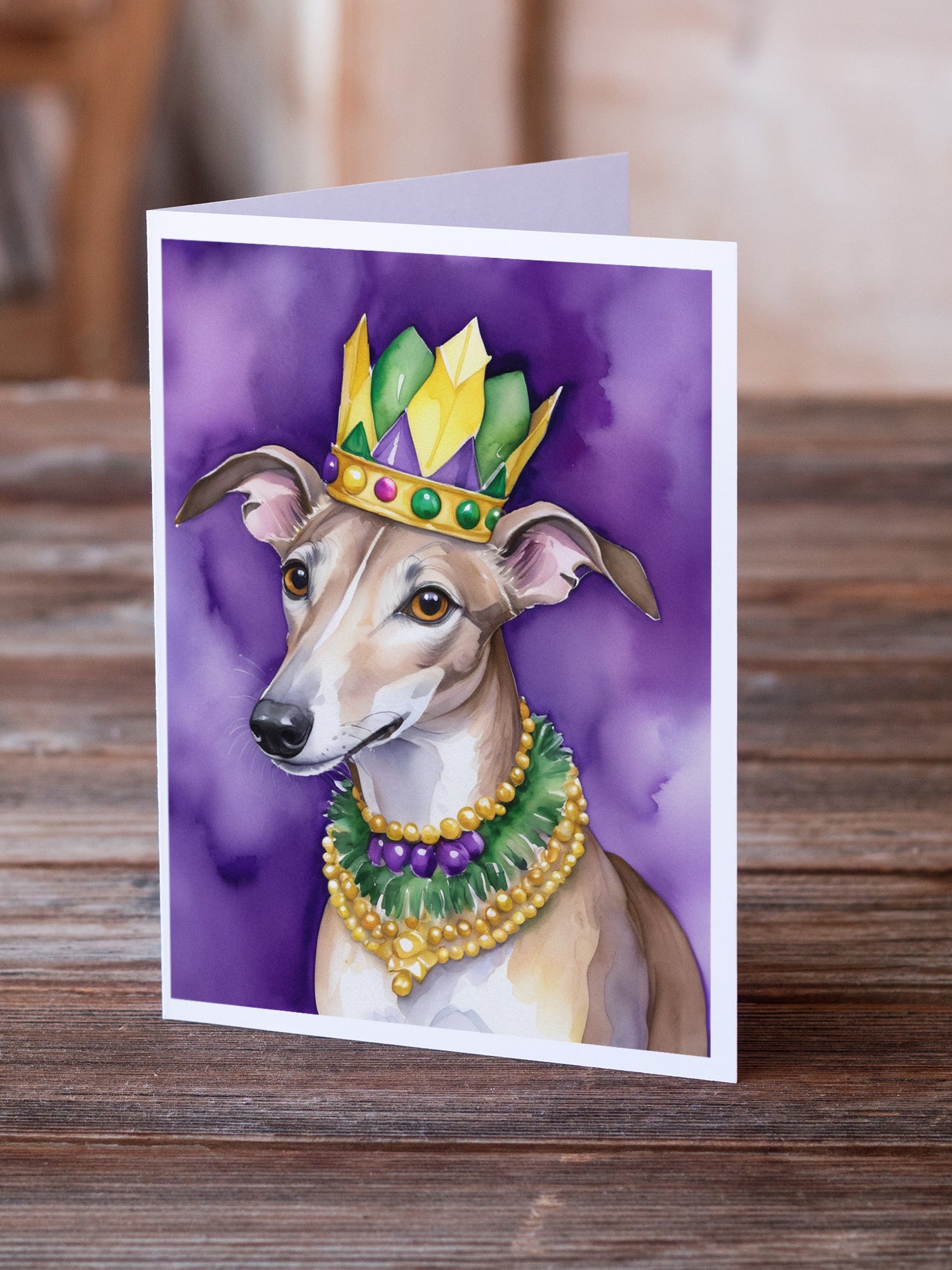 Buy this Greyhound King of Mardi Gras Greeting Cards Pack of 8