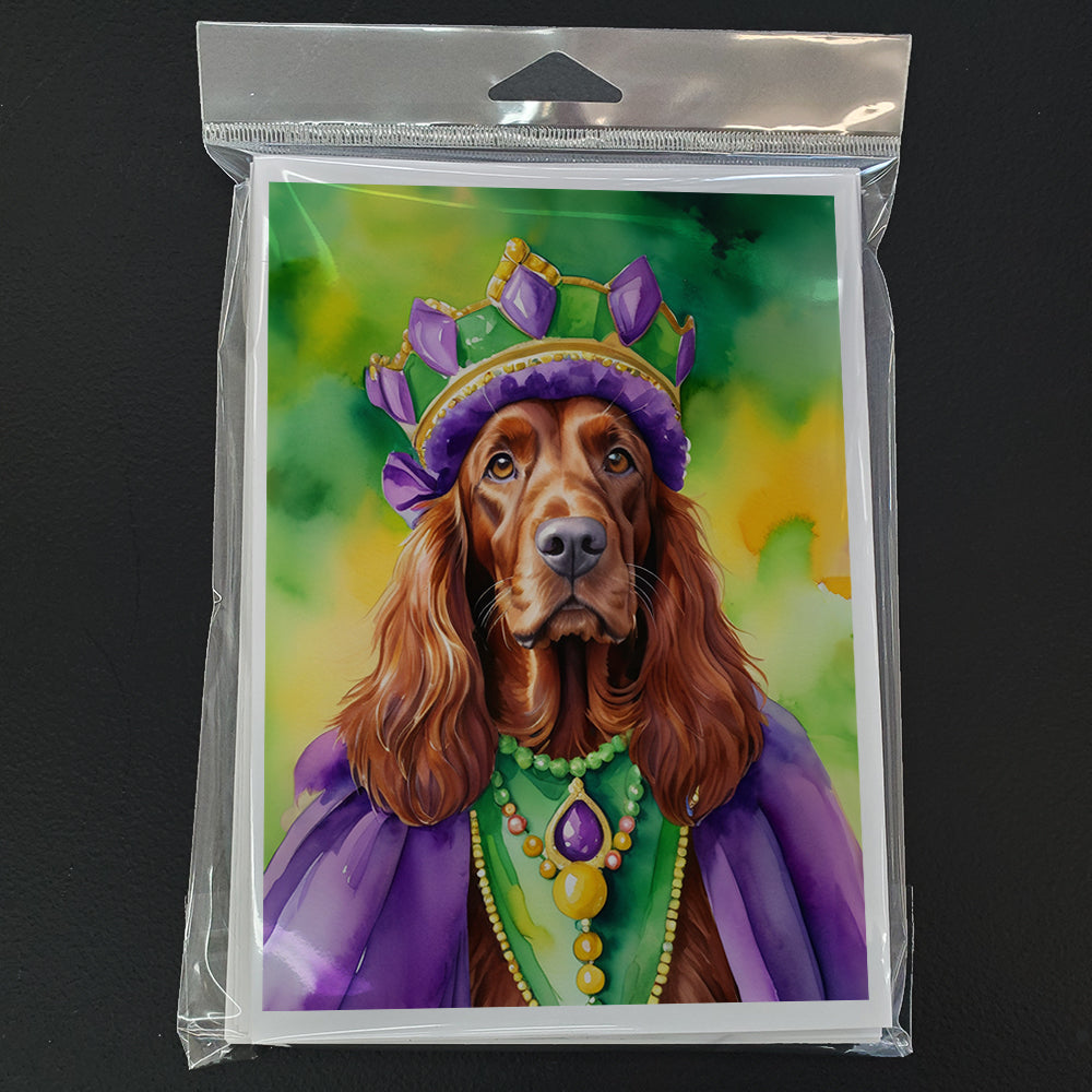 Irish Setter King of Mardi Gras Greeting Cards Pack of 8
