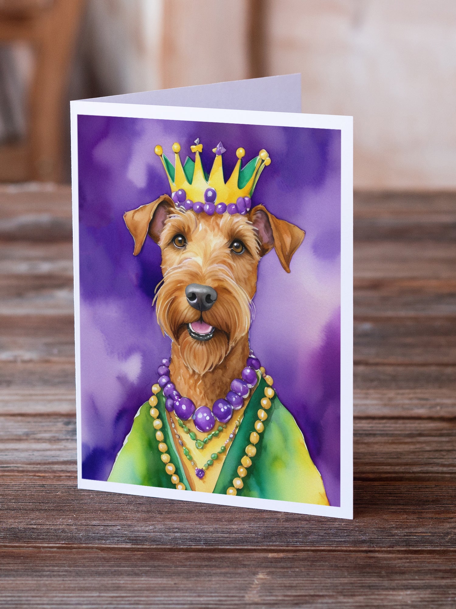 Buy this Irish Terrier King of Mardi Gras Greeting Cards Pack of 8