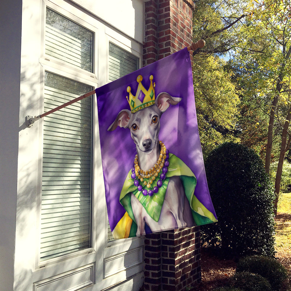 Italian Greyhound King of Mardi Gras House Flag