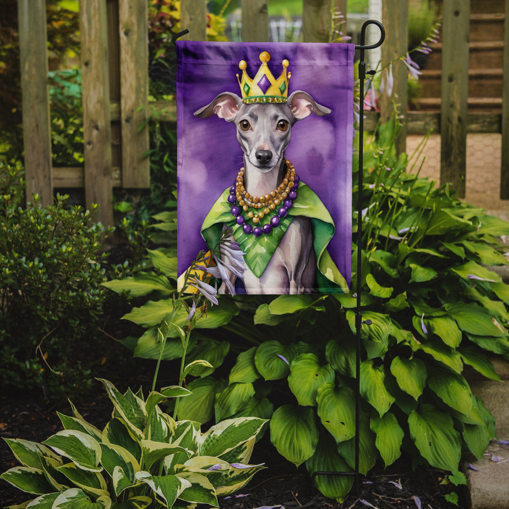 Italian Greyhound King of Mardi Gras Garden Flag