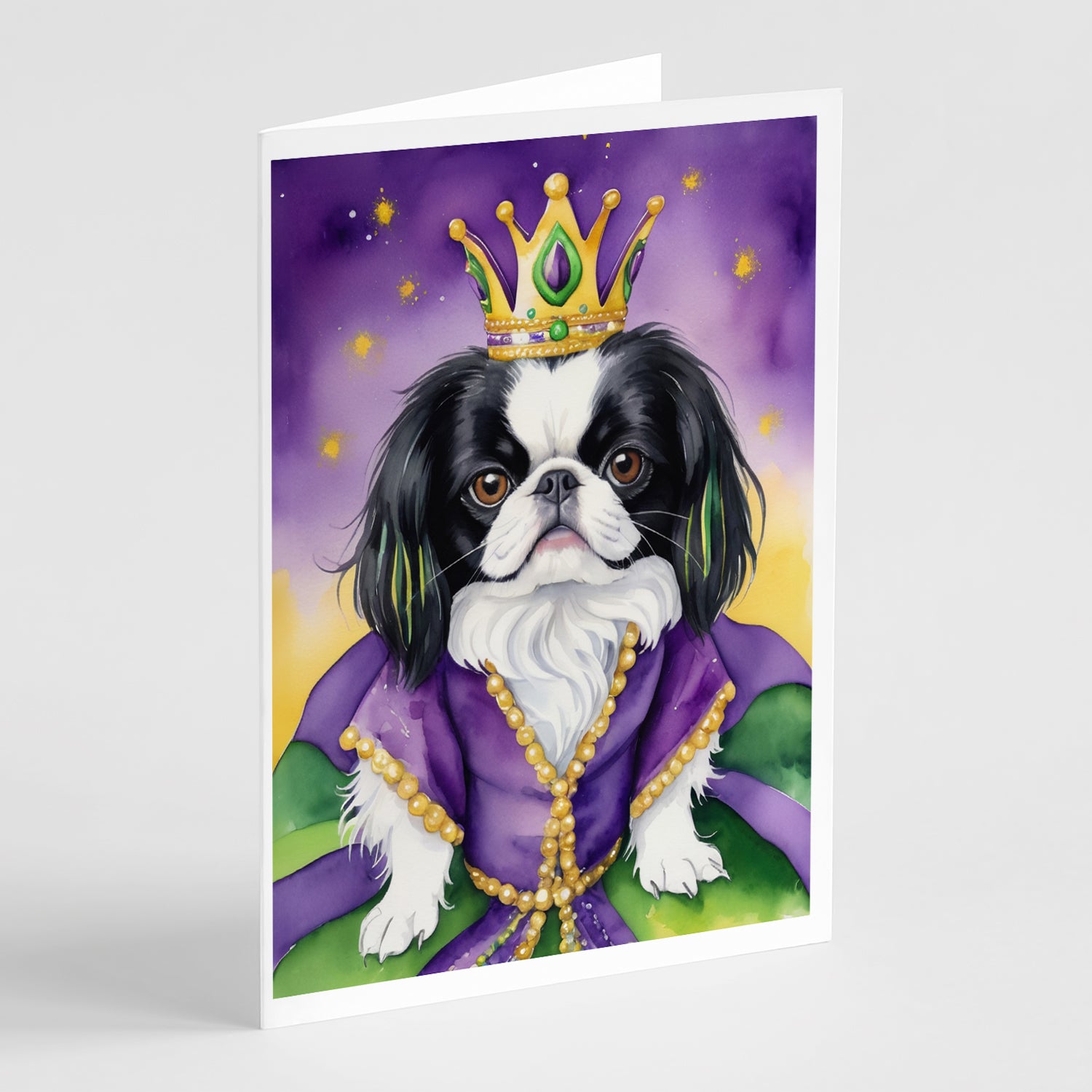 Buy this Japanese Chin King of Mardi Gras Greeting Cards Pack of 8