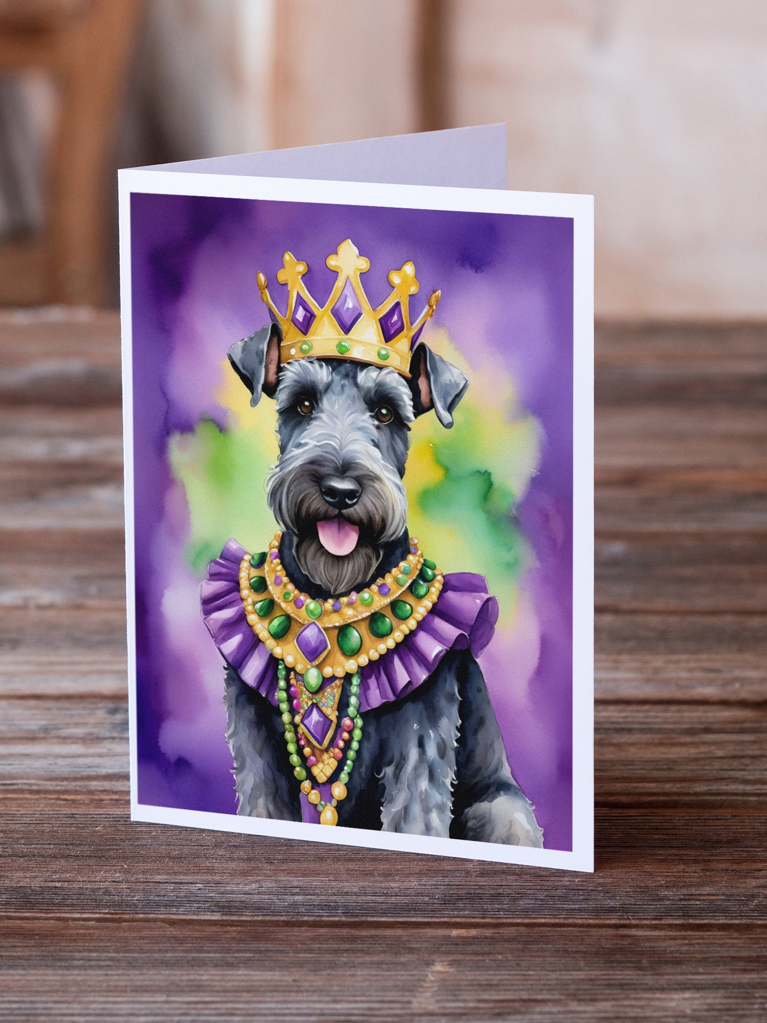 Kerry Blue Terrier King of Mardi Gras Greeting Cards Pack of 8