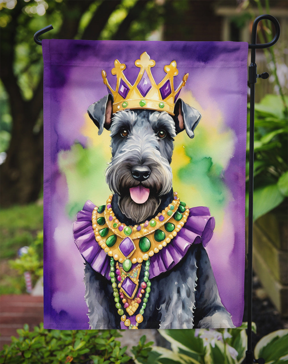 Kerry Blue Terrier King of Mardi Gras Garden Flag