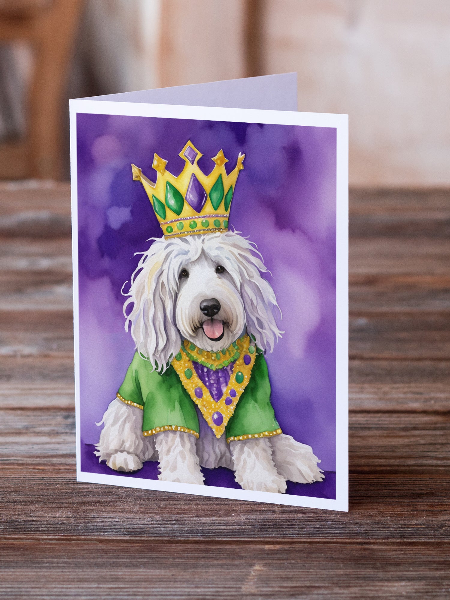 Buy this Komondor King of Mardi Gras Greeting Cards Pack of 8