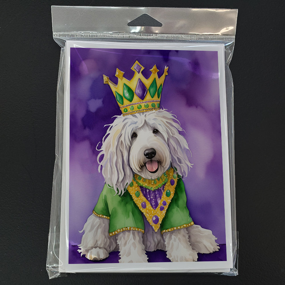 Komondor King of Mardi Gras Greeting Cards Pack of 8