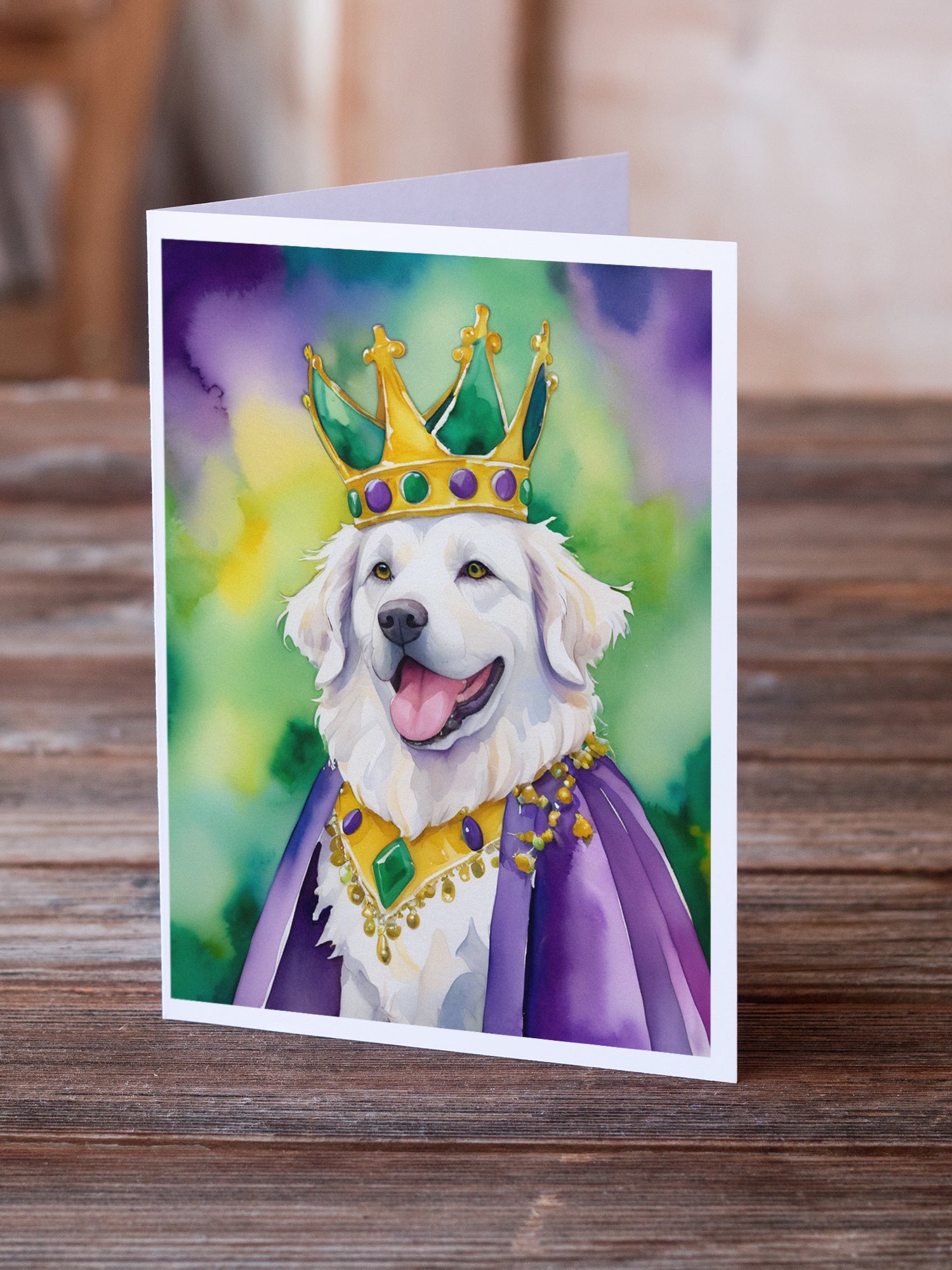 Kuvasz King of Mardi Gras Greeting Cards Pack of 8