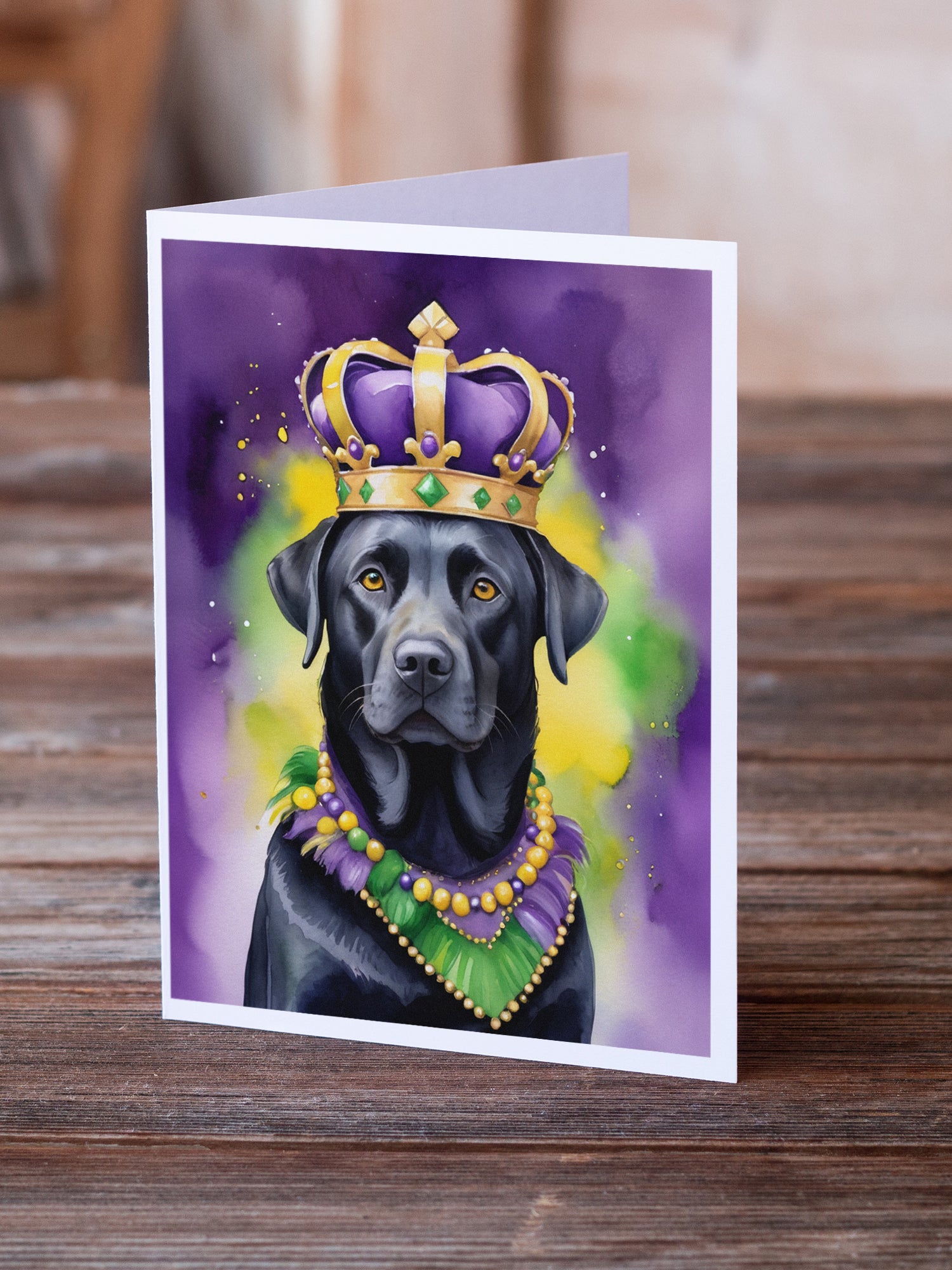 Labrador Retriever King of Mardi Gras Greeting Cards Pack of 8