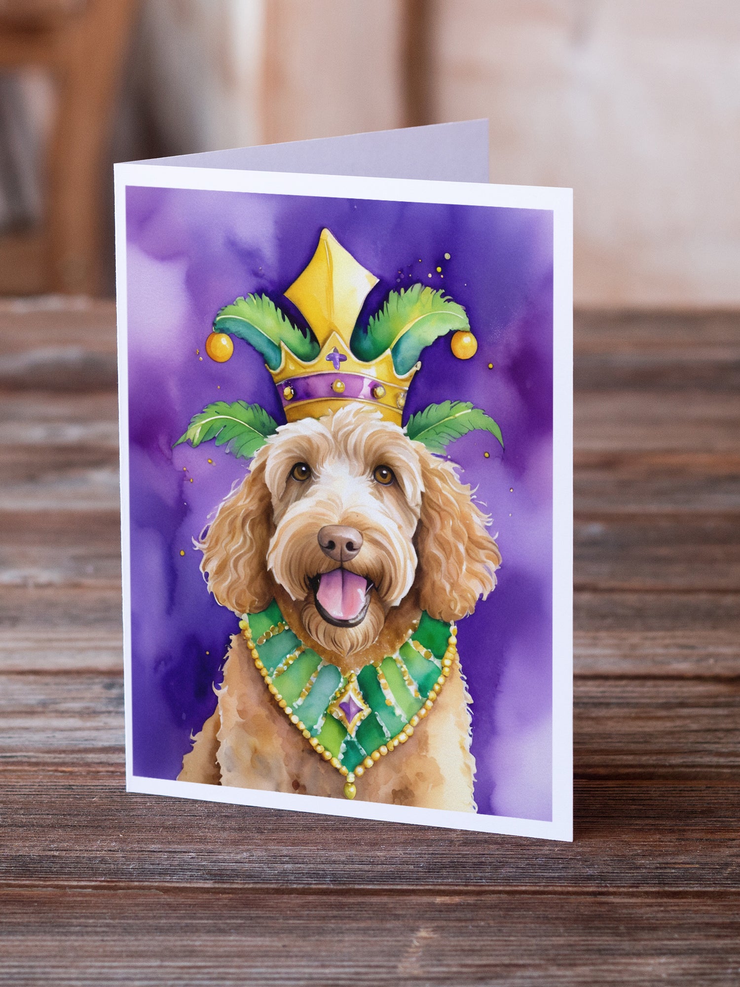 Buy this Labradoodle King of Mardi Gras Greeting Cards Pack of 8