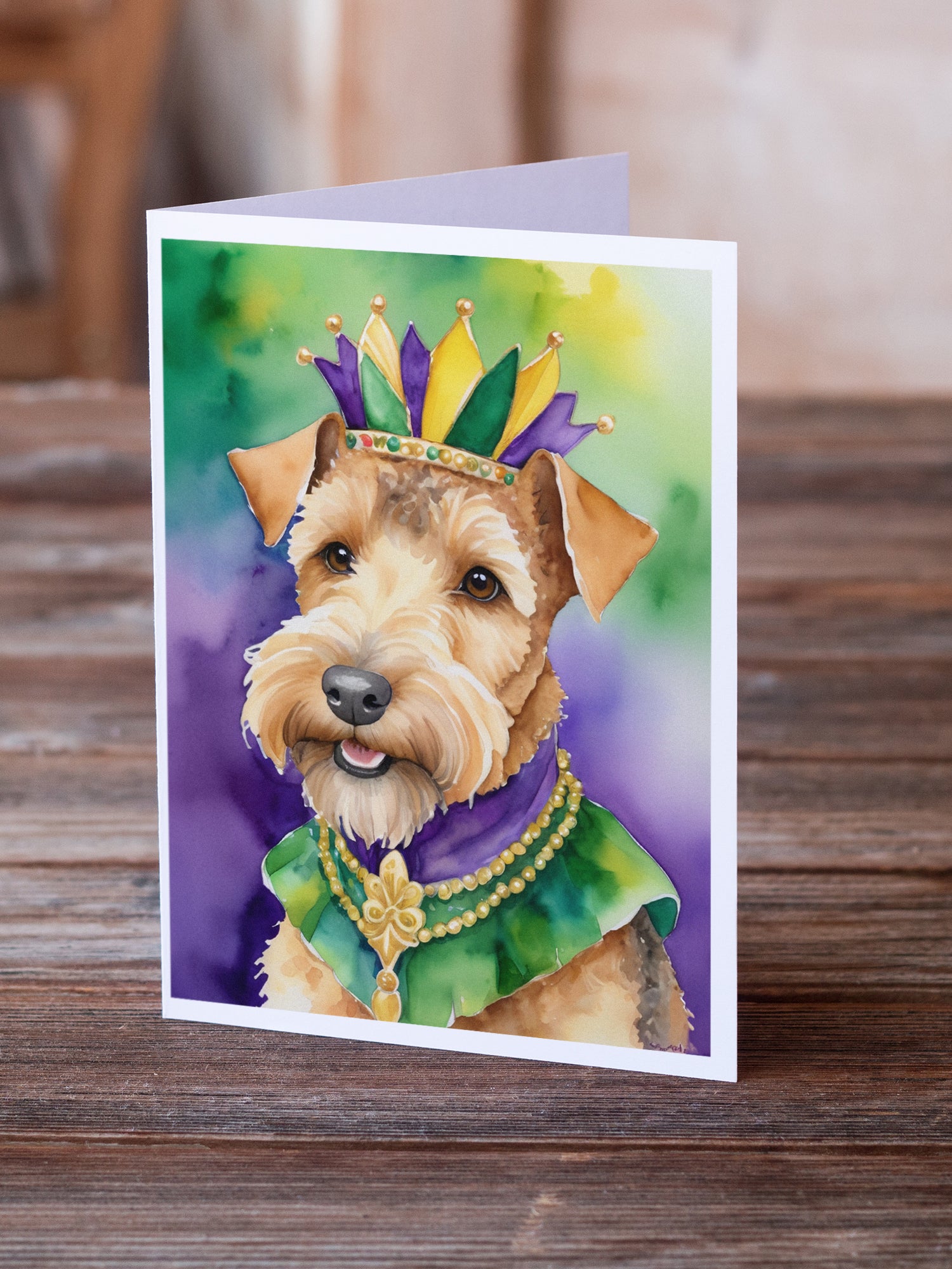 Buy this Lakeland Terrier King of Mardi Gras Greeting Cards Pack of 8
