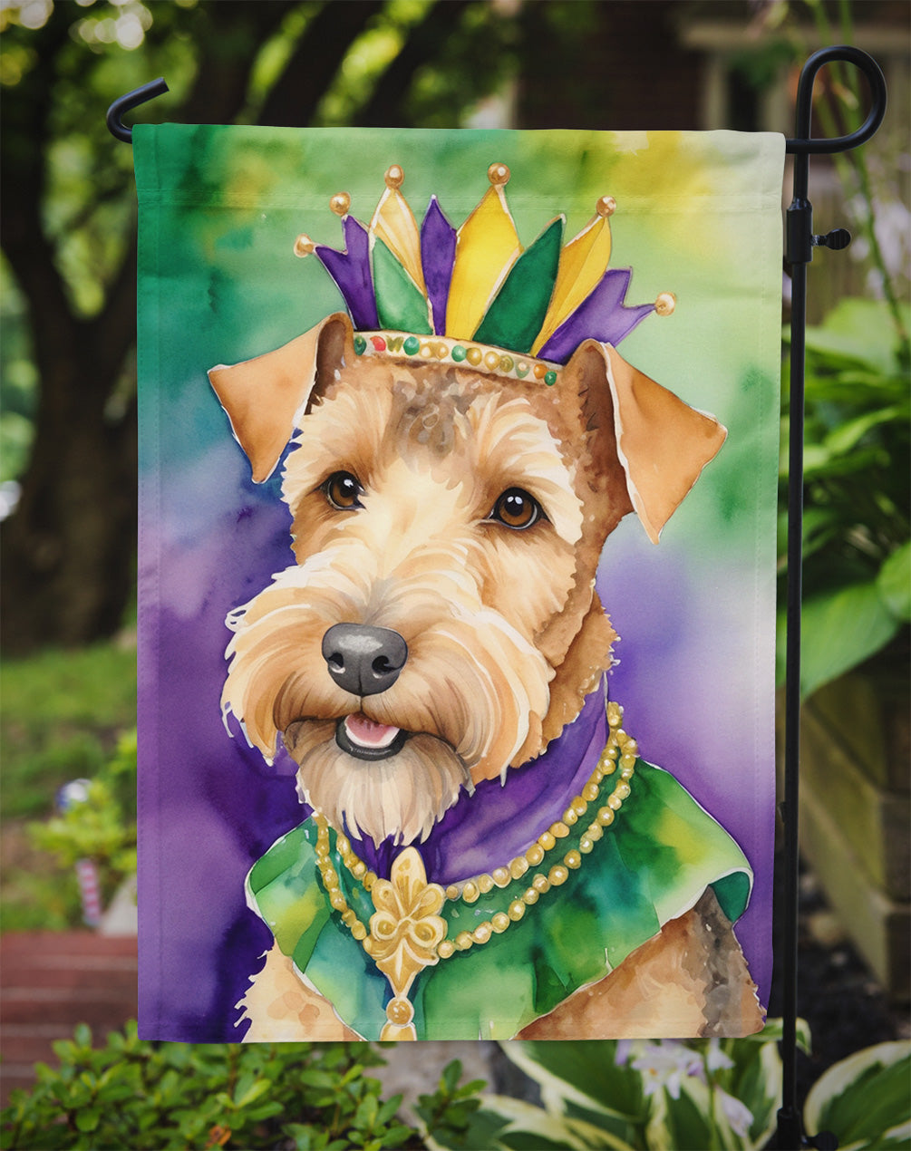 Lakeland Terrier King of Mardi Gras Garden Flag