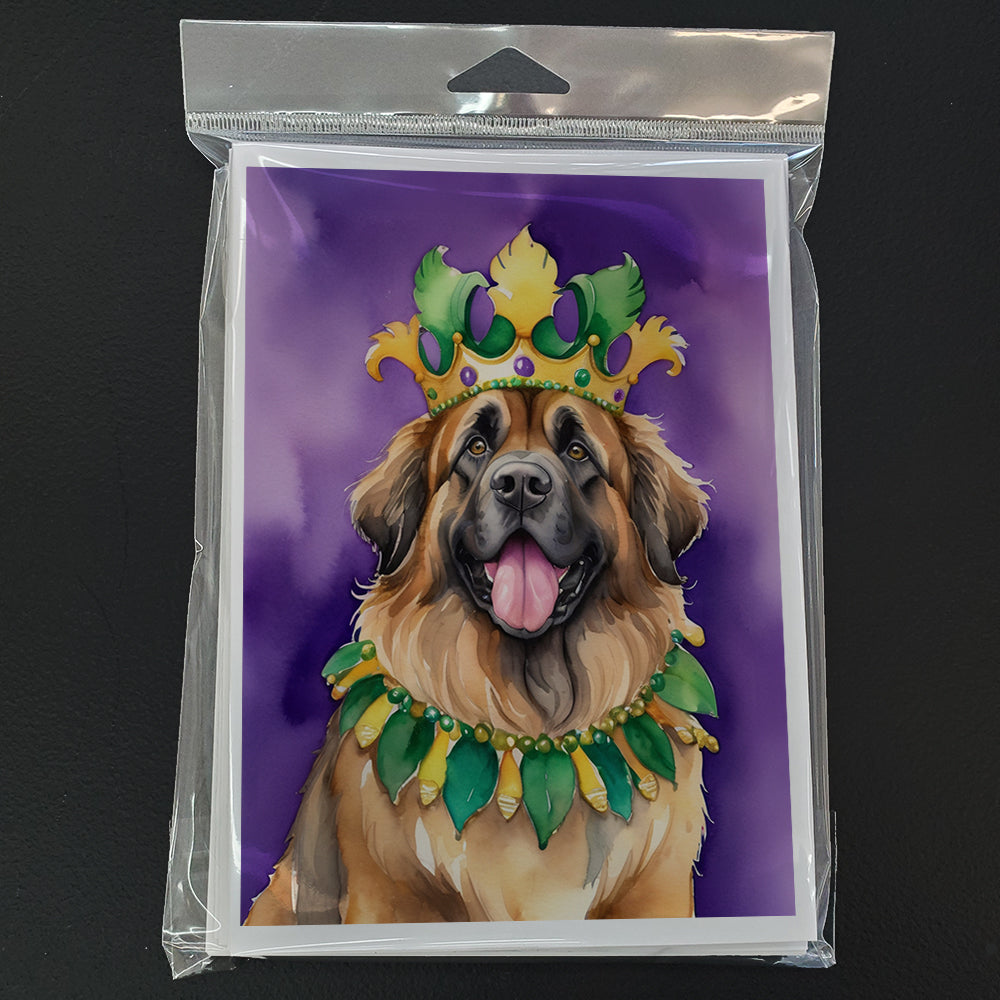Leonberger King of Mardi Gras Greeting Cards Pack of 8